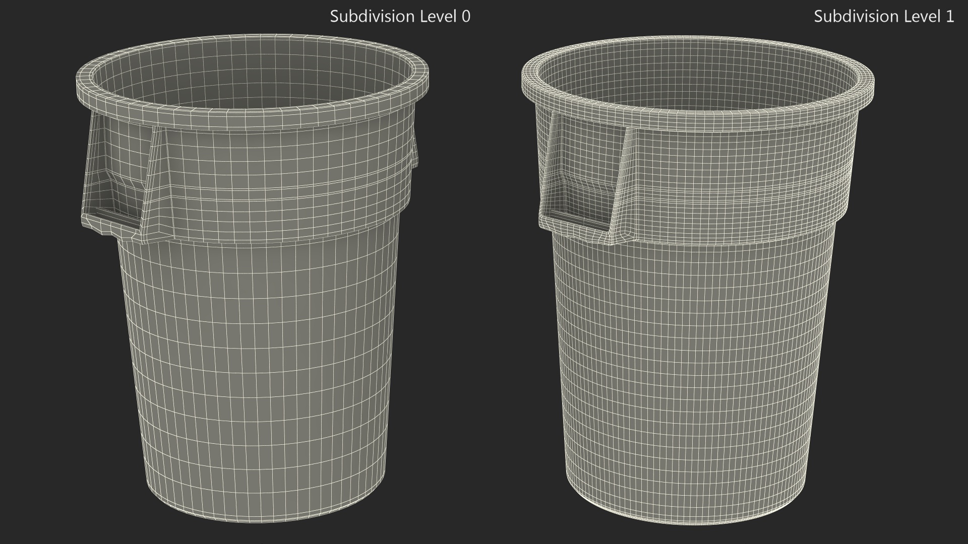 3D model White Plastic Round Trash Can Rubbermaid