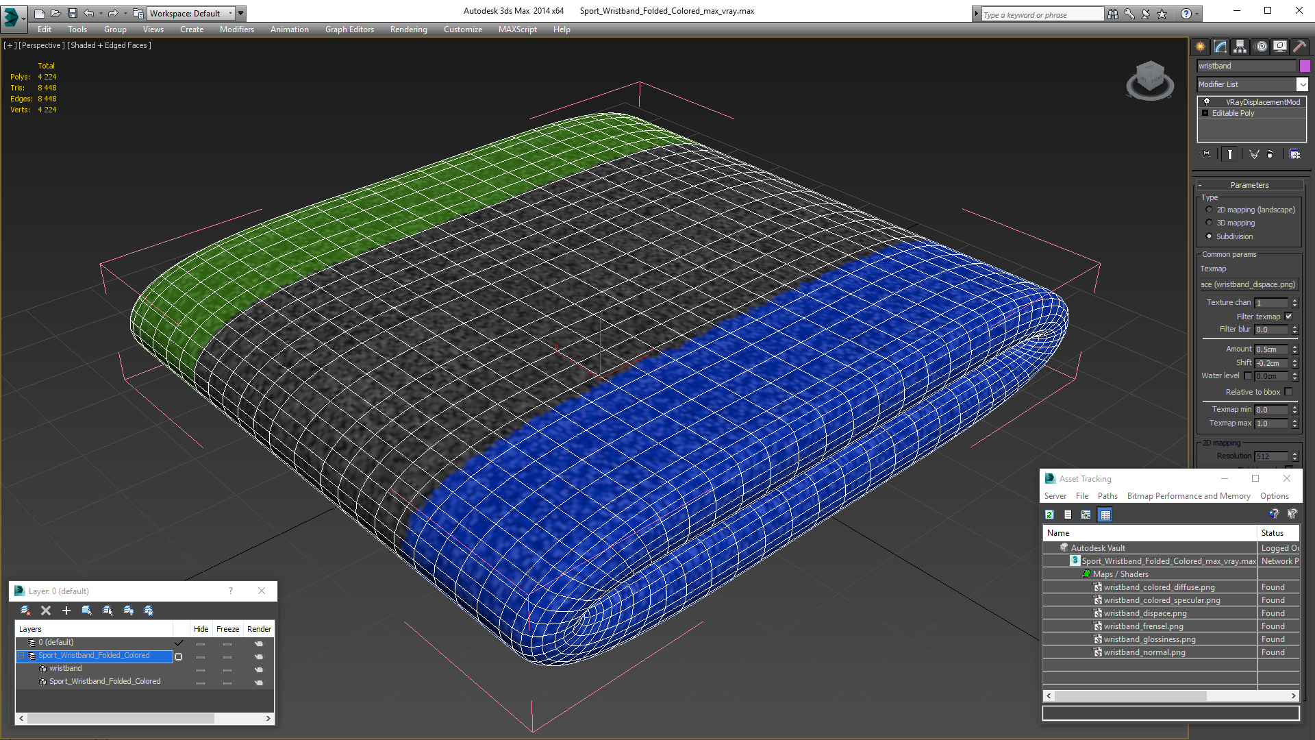 3D model Sport Wristband Folded Colored