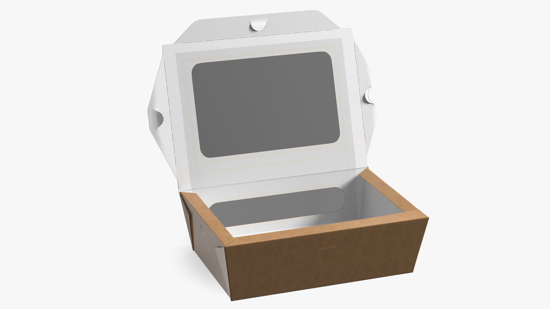 Opened Kraft Food Box with Window Large 3D model