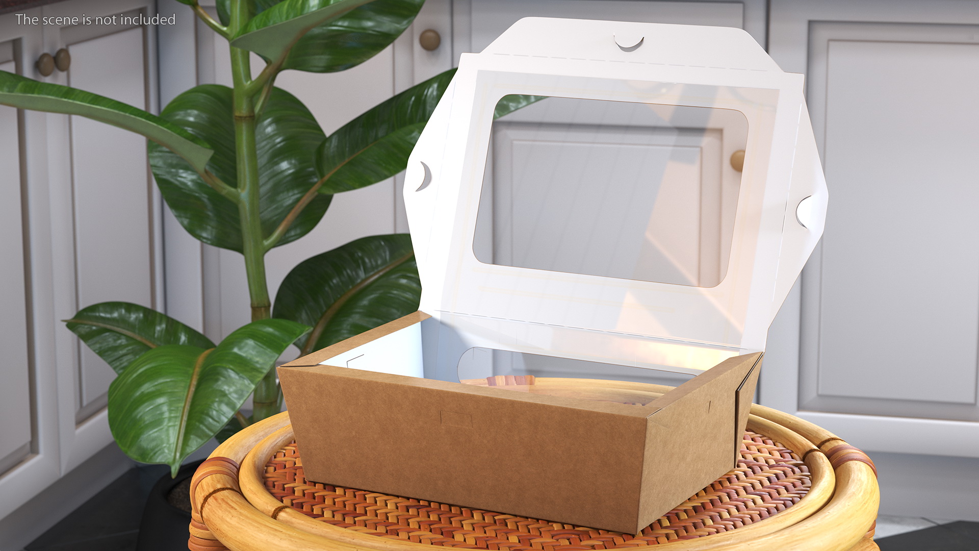Opened Kraft Food Box with Window Large 3D model
