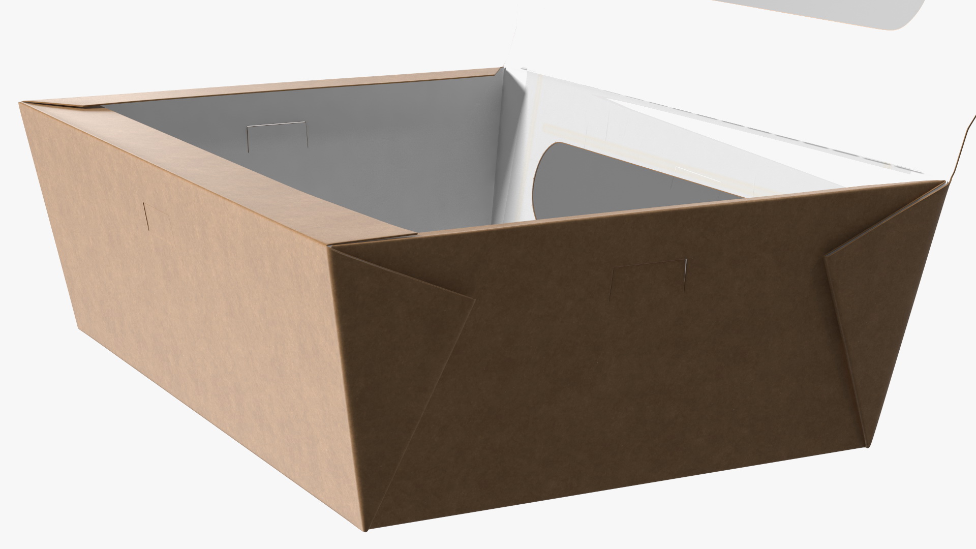 Opened Kraft Food Box with Window Large 3D model
