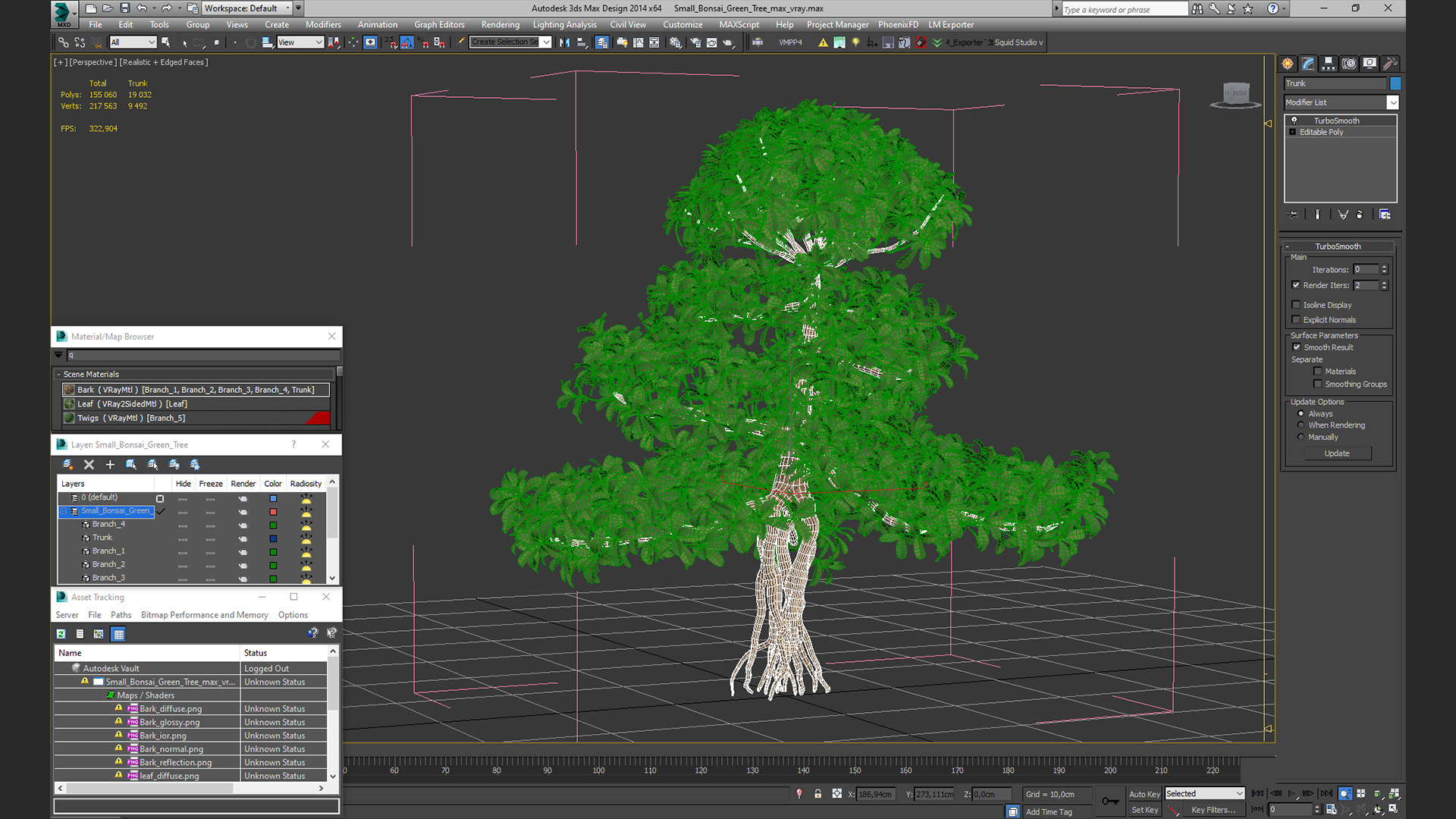 3D Small Bonsai Green Tree model