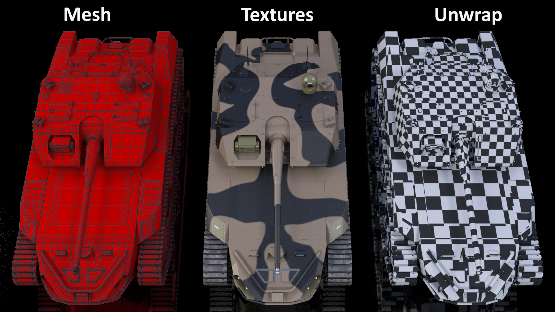 3D Robotic Electric Tank Camo Rigged model