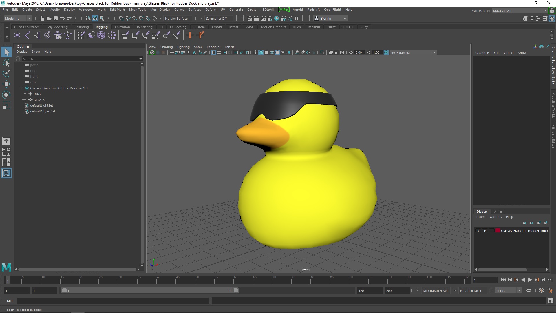 Glasses Black for Rubber Duck 3D model