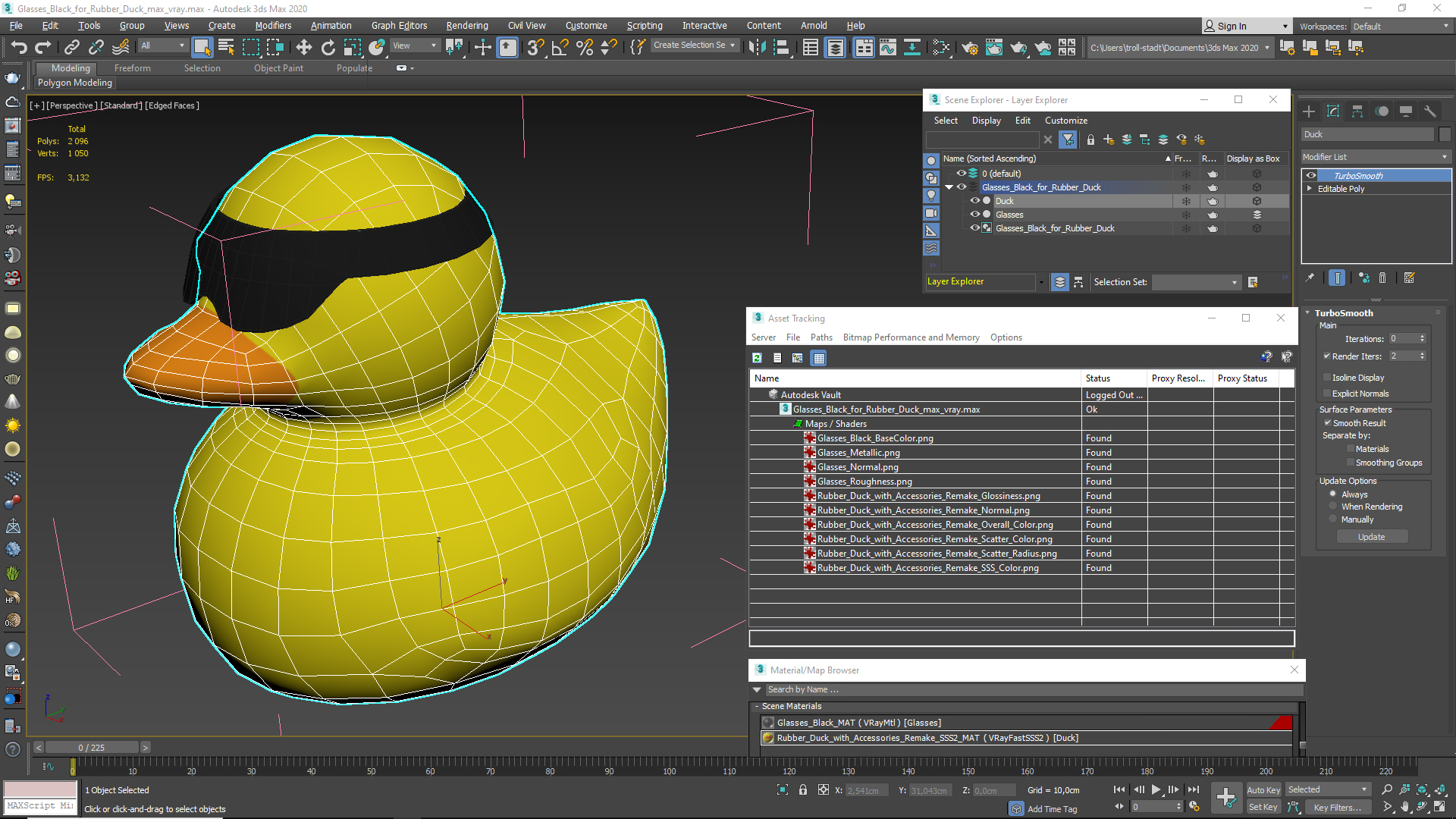 Glasses Black for Rubber Duck 3D model