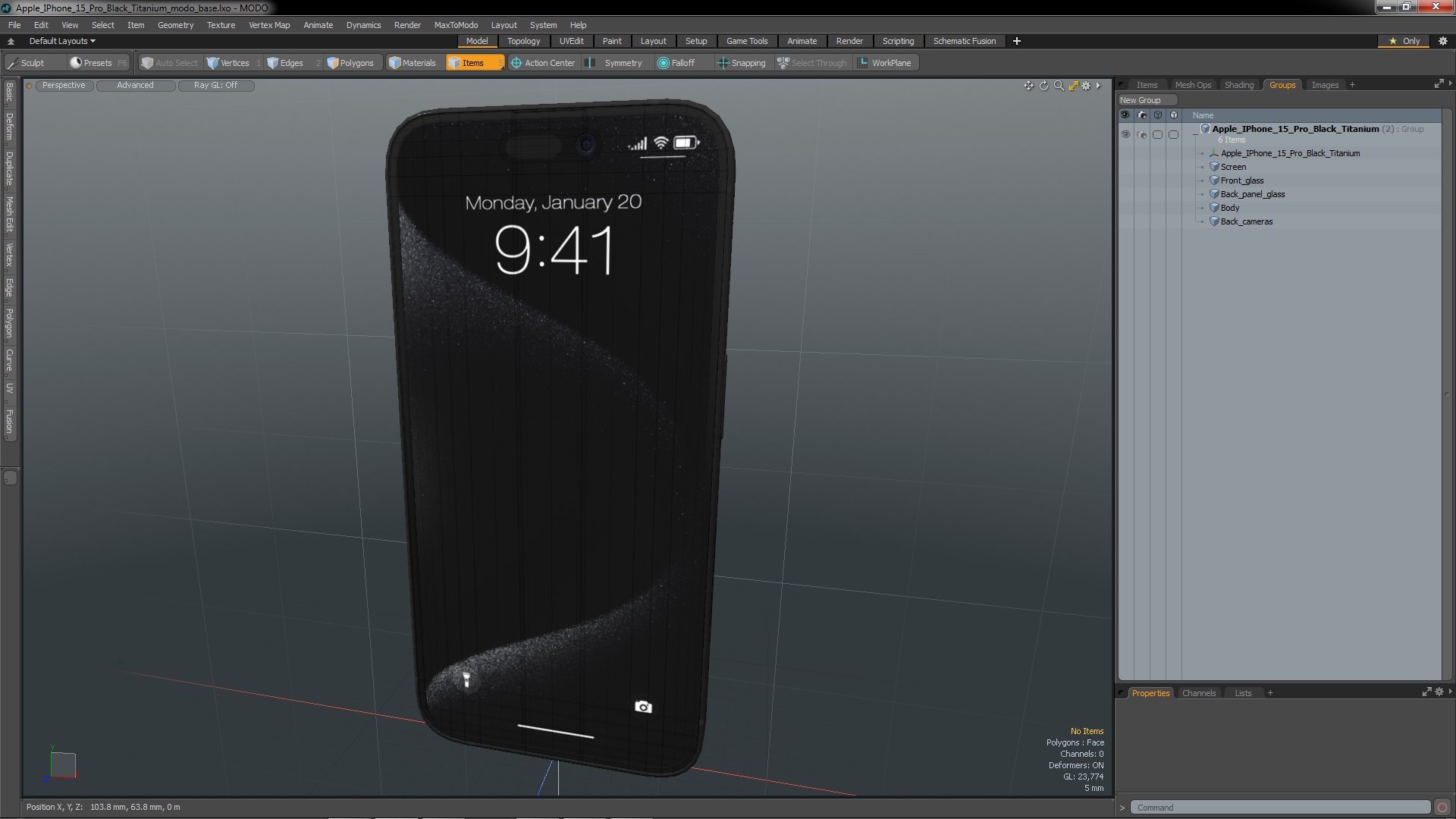 Apple IPhone 15 Pro Black Titanium 3D model