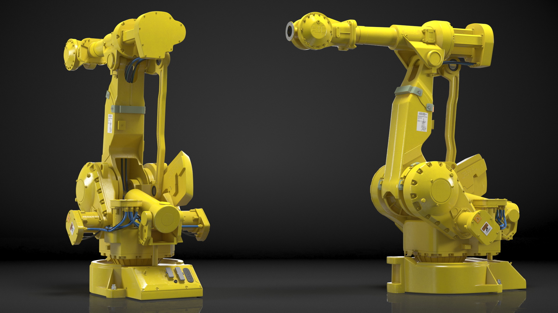 3D High Speed Industrial Robot Yellow Rigged