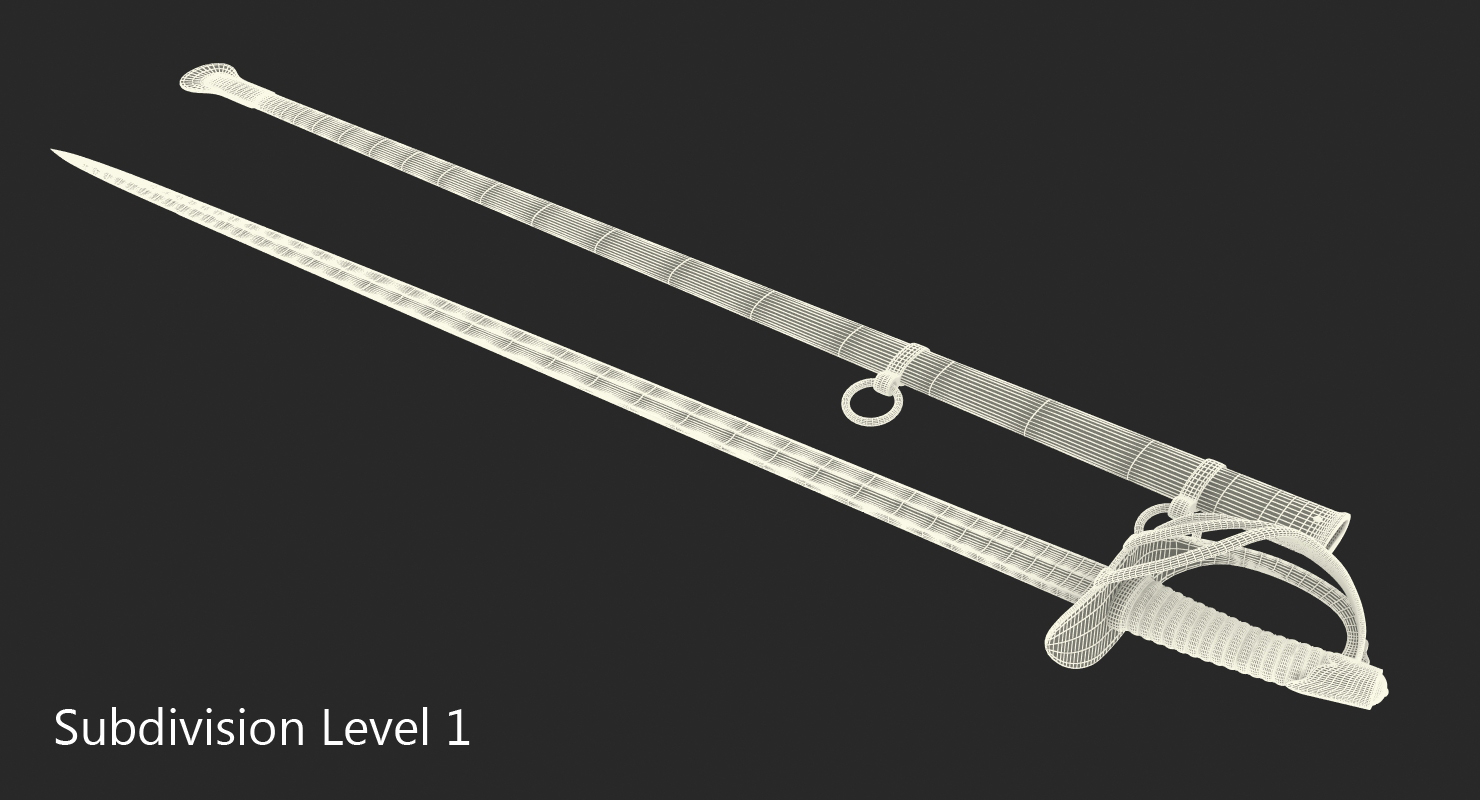 3D Heavy Cavalry Sabre with Sheath