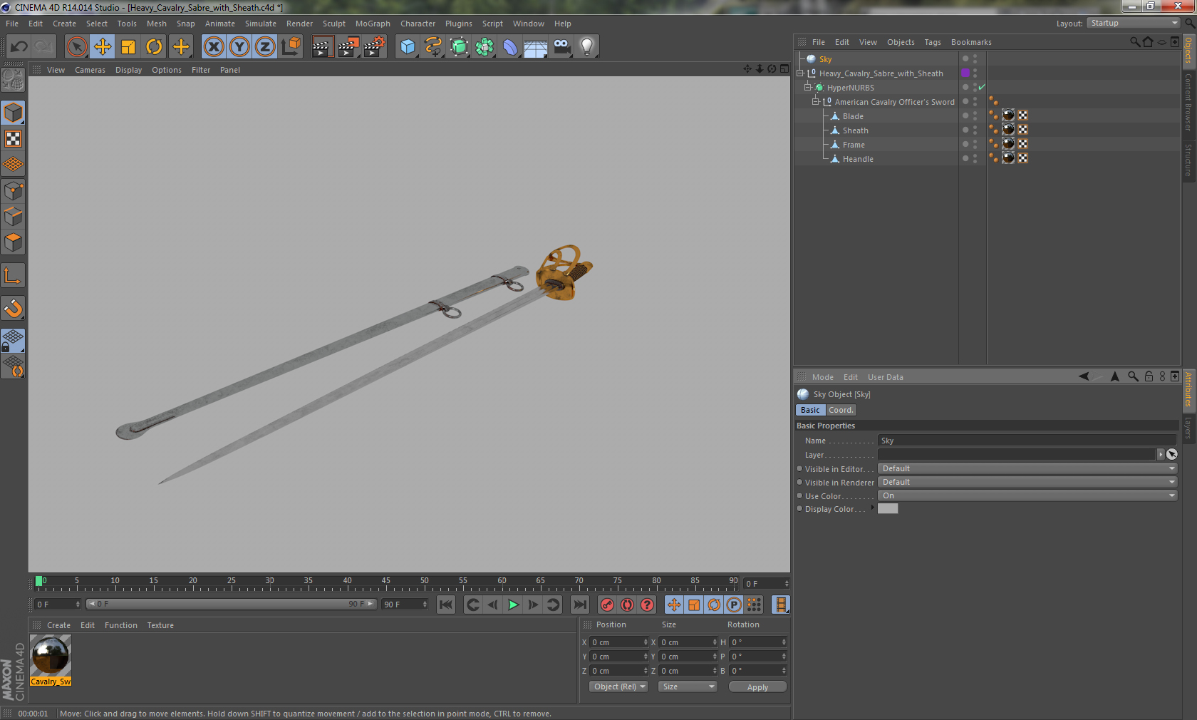 3D Heavy Cavalry Sabre with Sheath