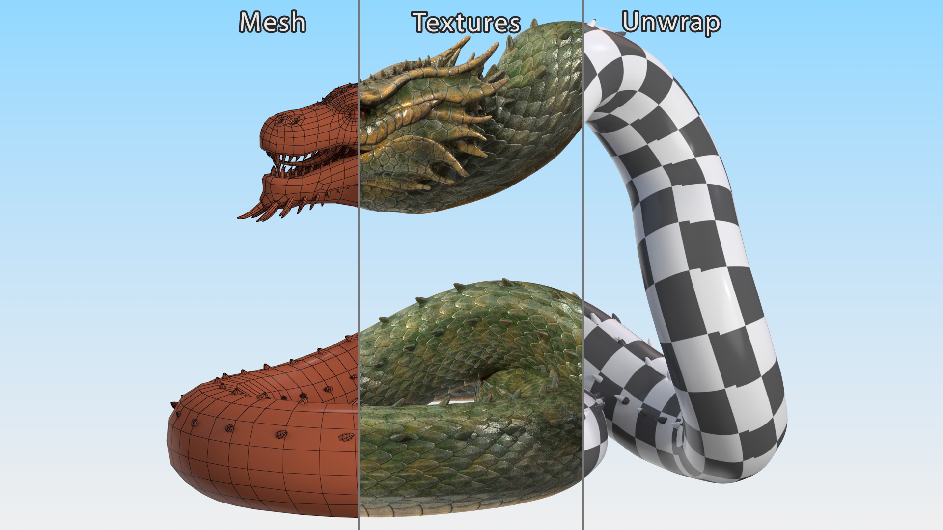3D Serpentine Dragon Creature