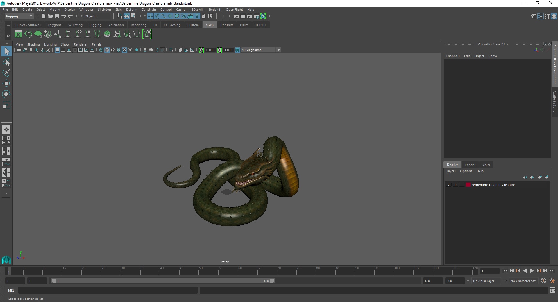 3D Serpentine Dragon Creature