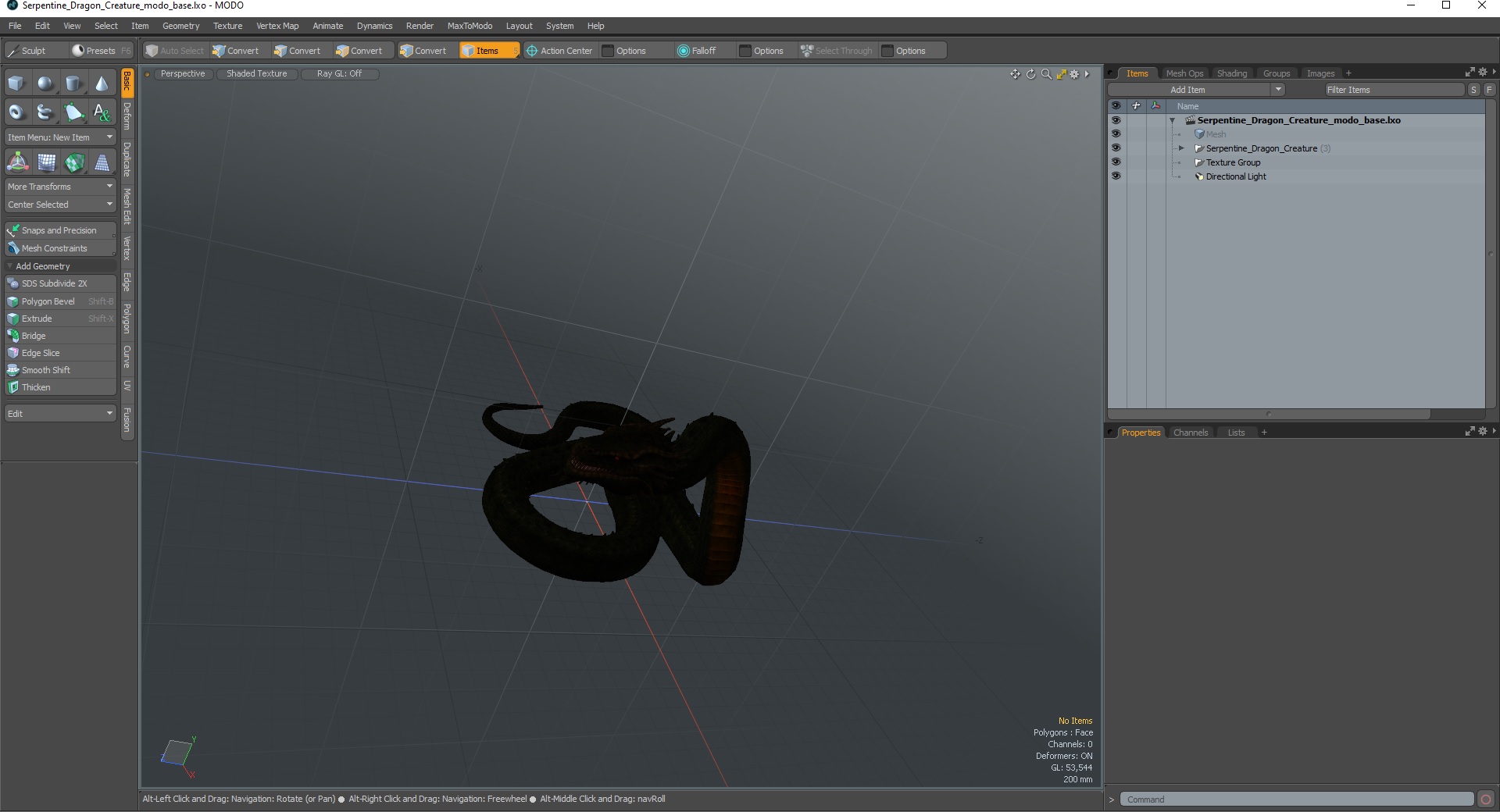 3D Serpentine Dragon Creature