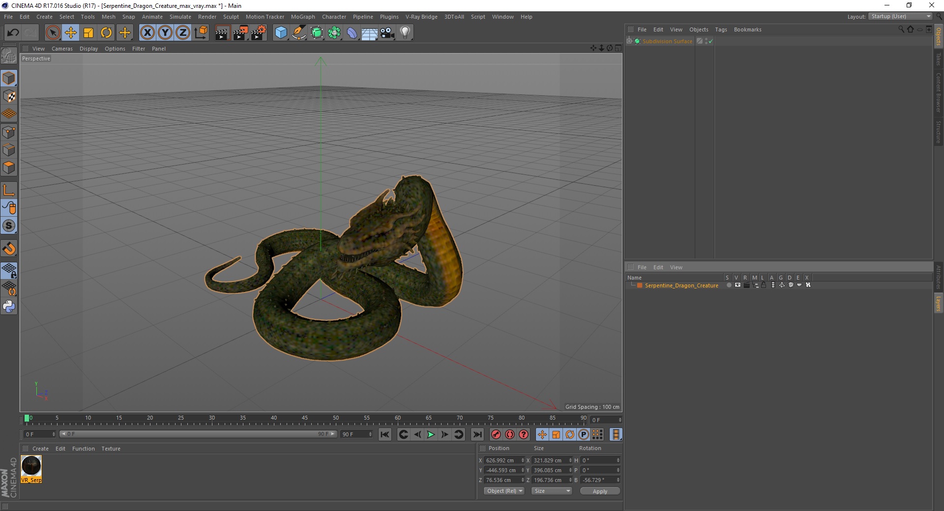 3D Serpentine Dragon Creature