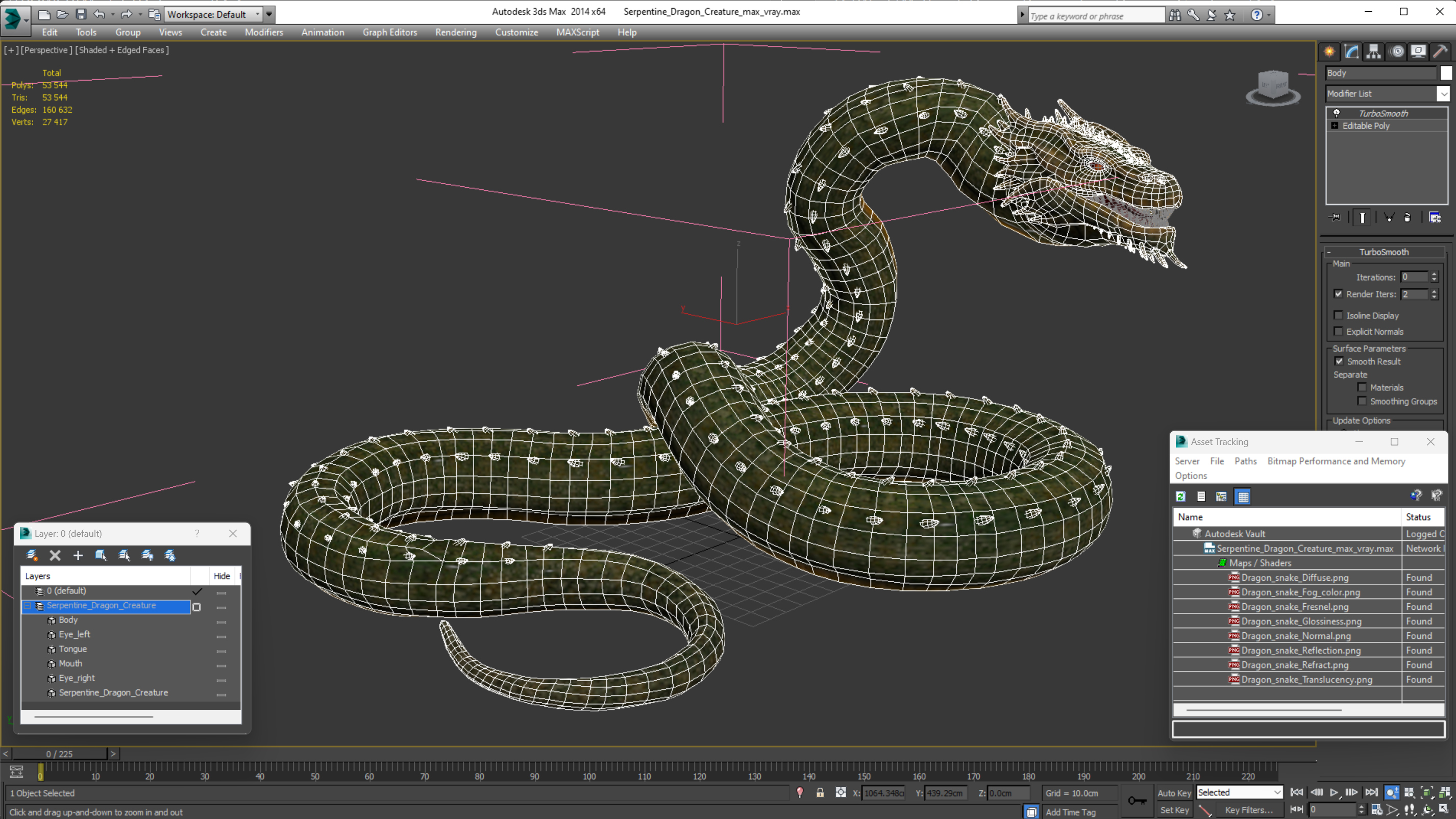3D Serpentine Dragon Creature