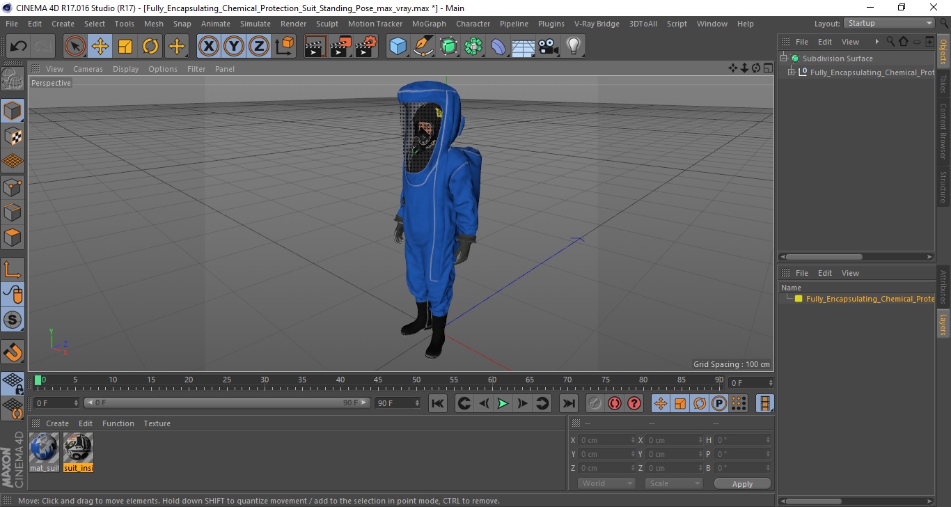 3D Fully Encapsulating Chemical Protection Suit Standing Pose model