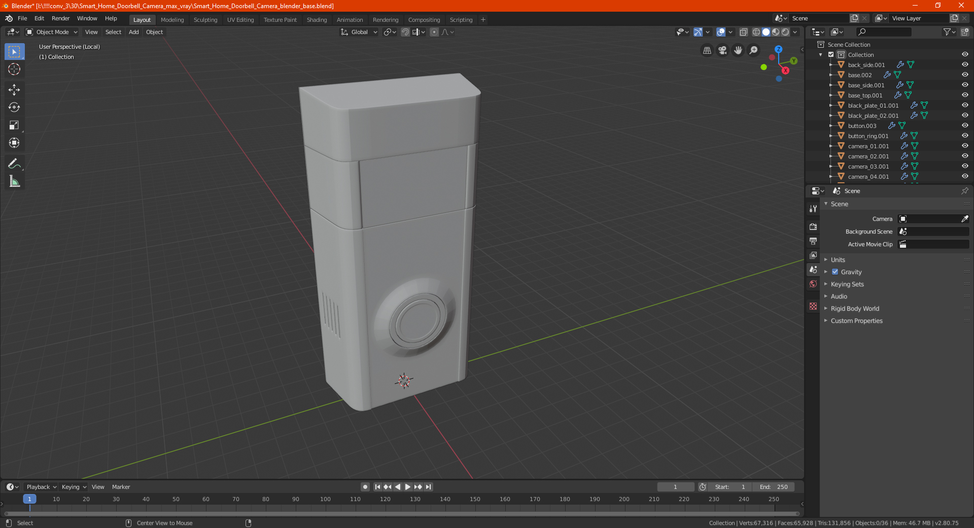 3D Smart Home Doorbell Camera