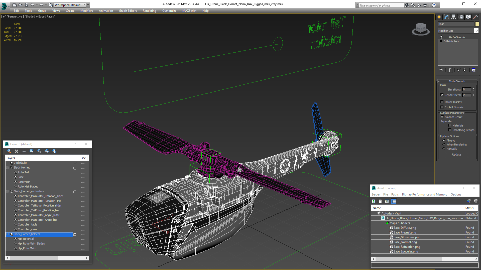 Flir Drone Black Hornet Nano UAV Rigged 3D model