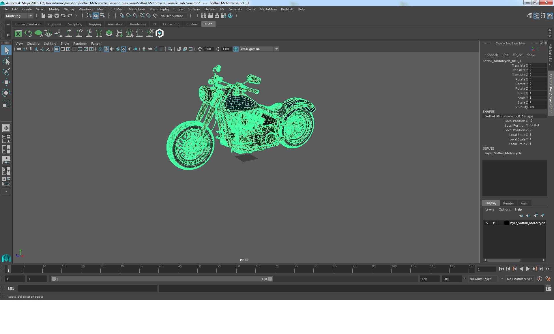 3D Softail Motorcycle Generic