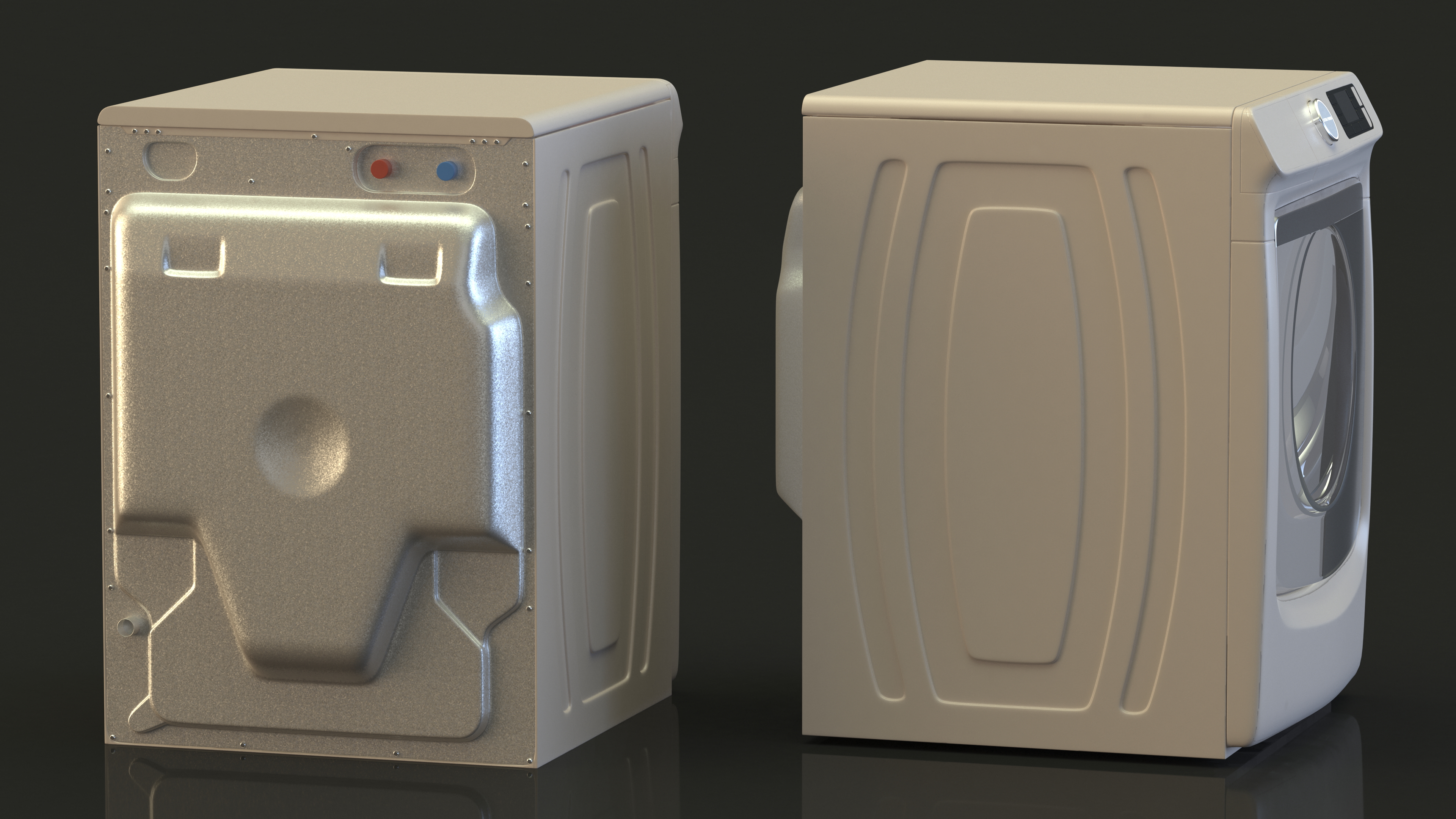 3D Beige Washer and Dryer Set