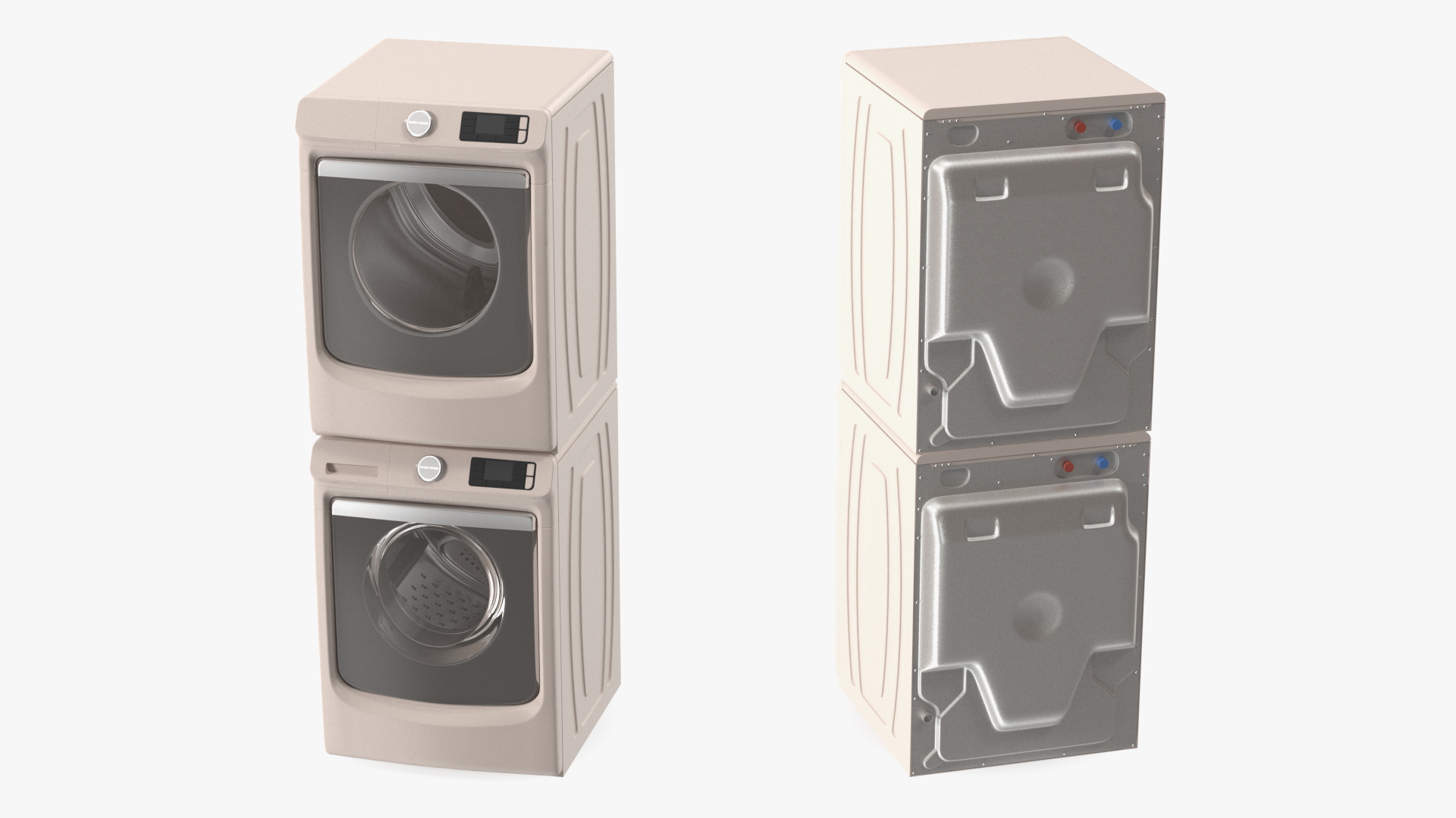 3D Beige Washer and Dryer Set