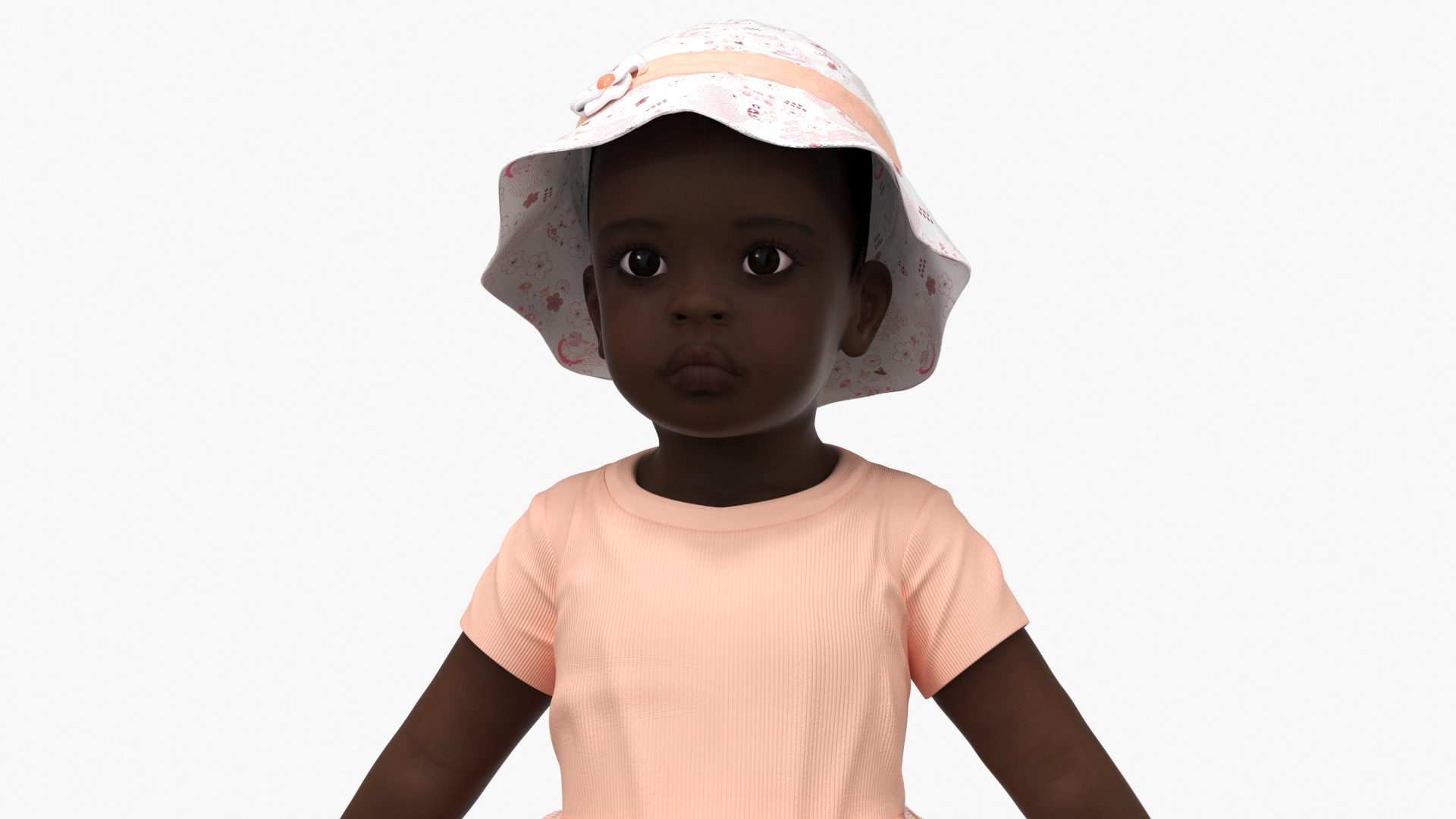 Black Baby Girl in Summer Outfit A-Pose 3D model