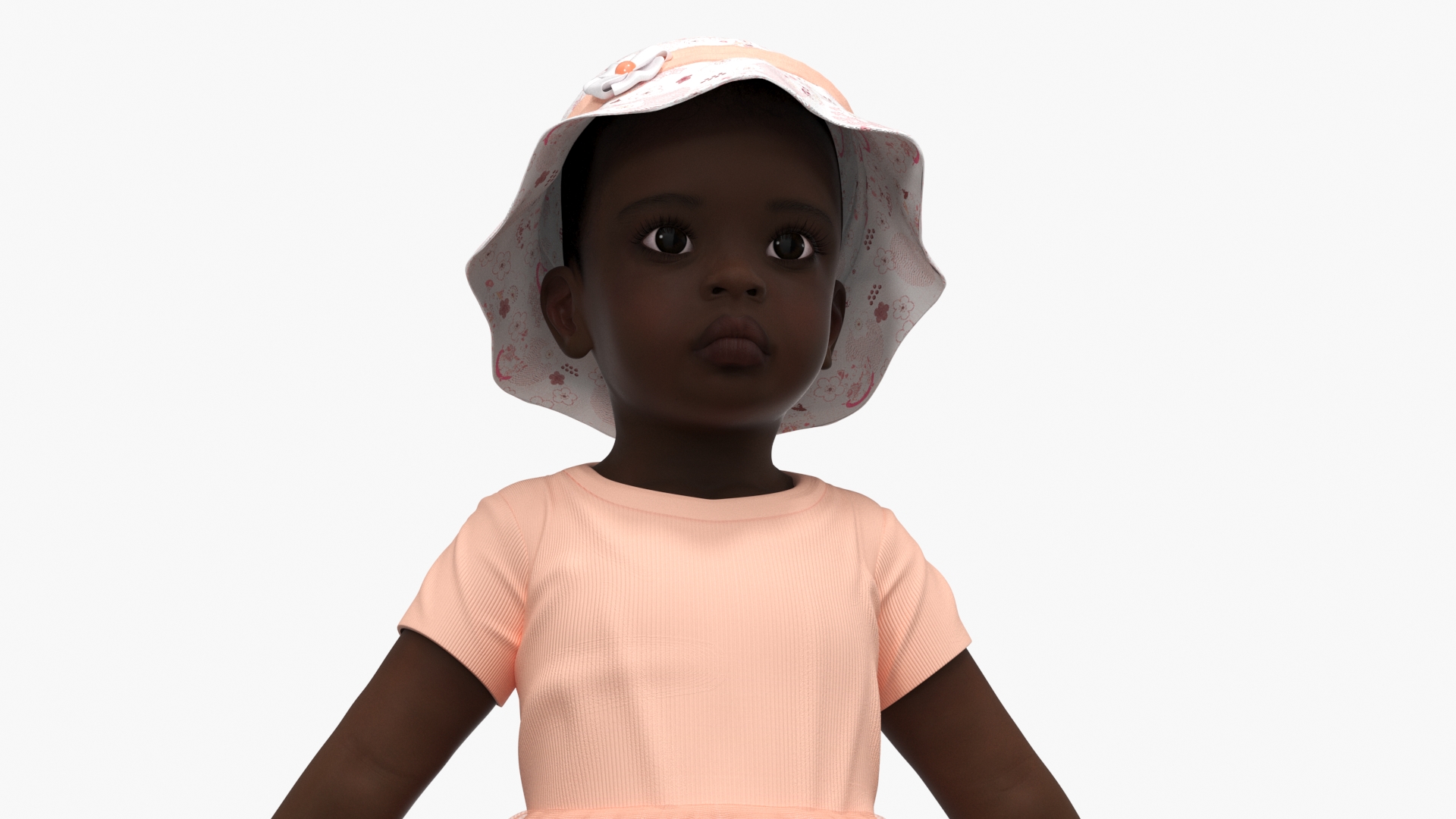 Black Baby Girl in Summer Outfit A-Pose 3D model