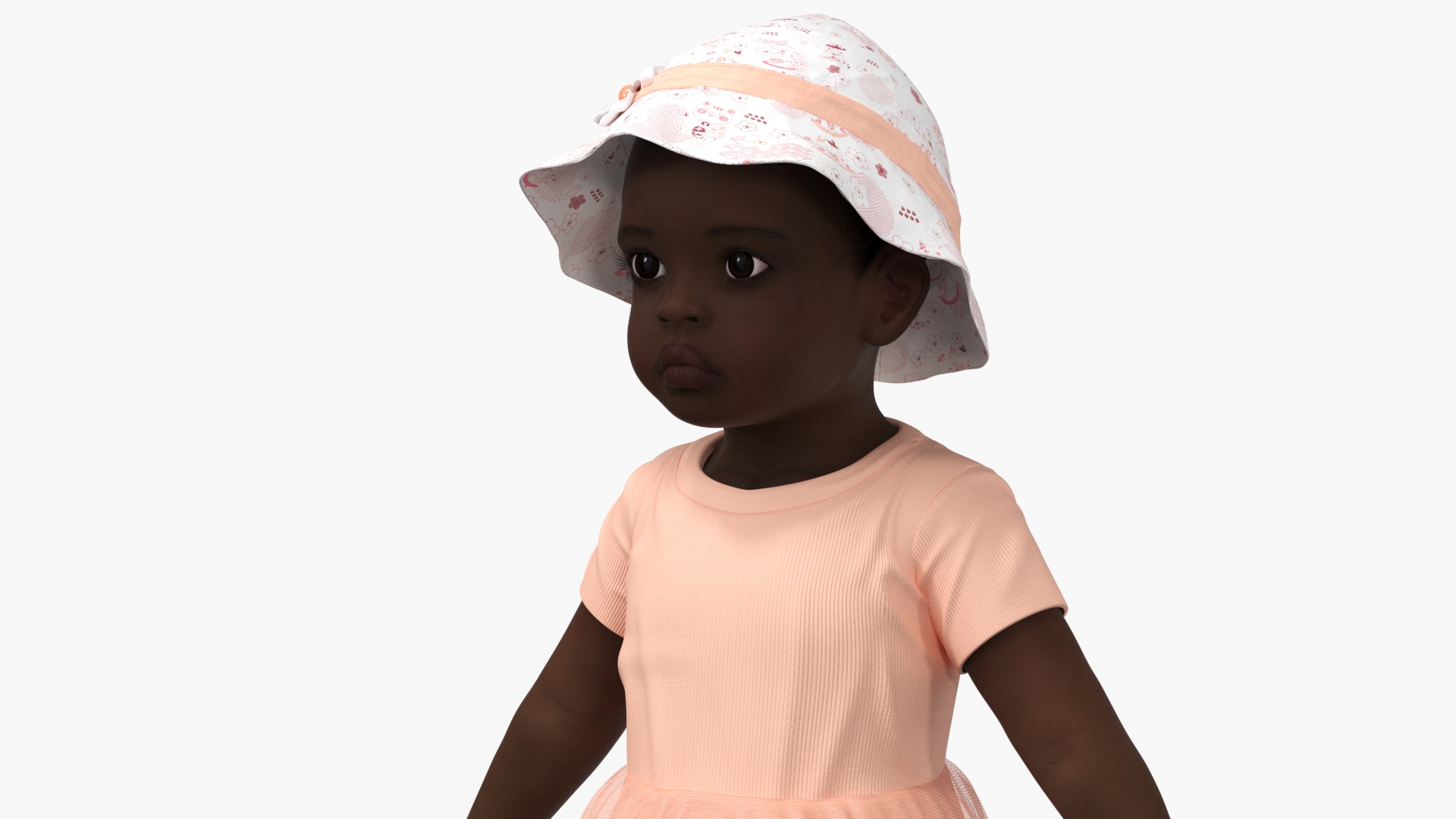 Black Baby Girl in Summer Outfit A-Pose 3D model