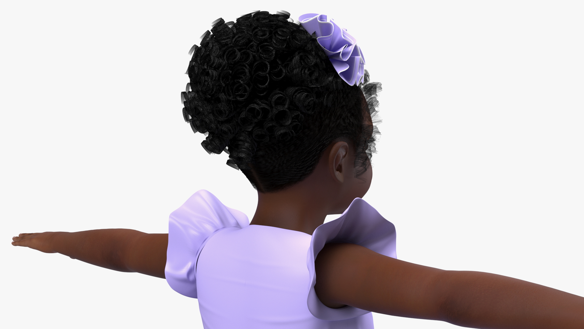 3D model Black Child Girl Party Style T-pose