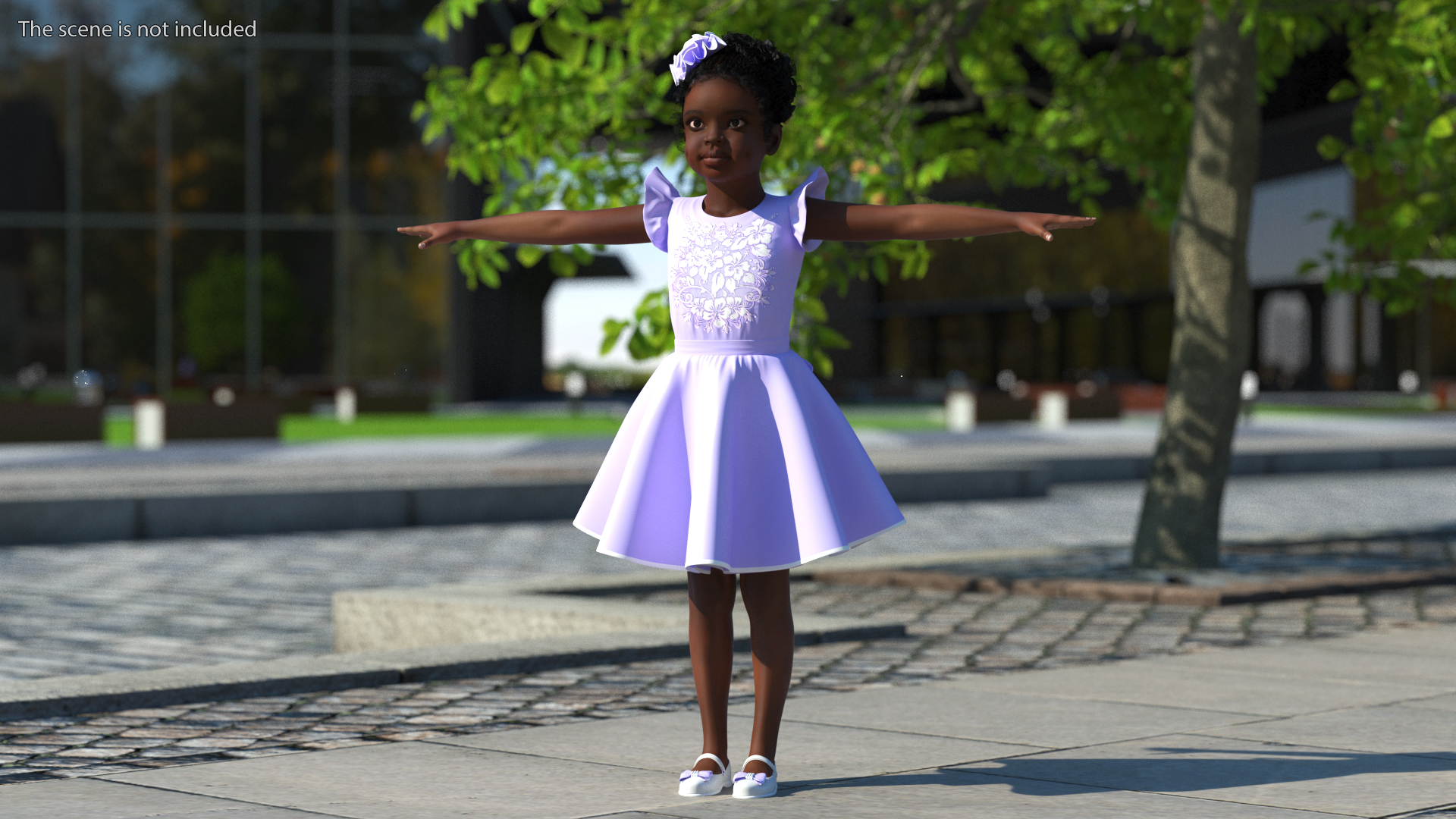 3D model Black Child Girl Party Style T-pose