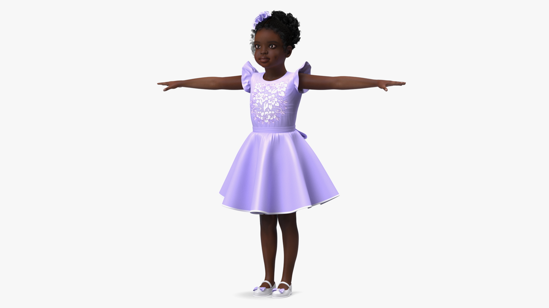 3D model Black Child Girl Party Style T-pose