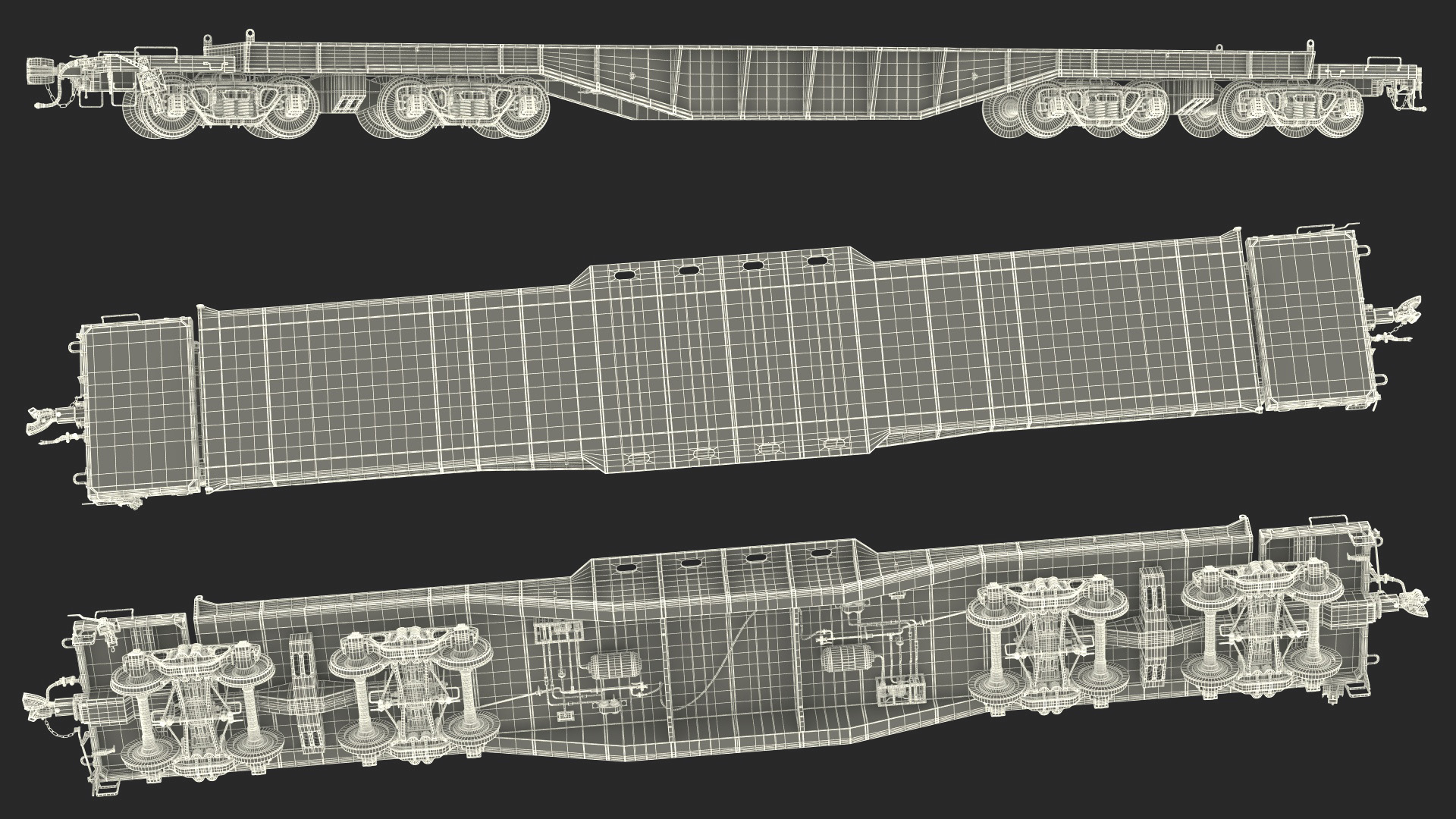 3D Flatbed Rail Car