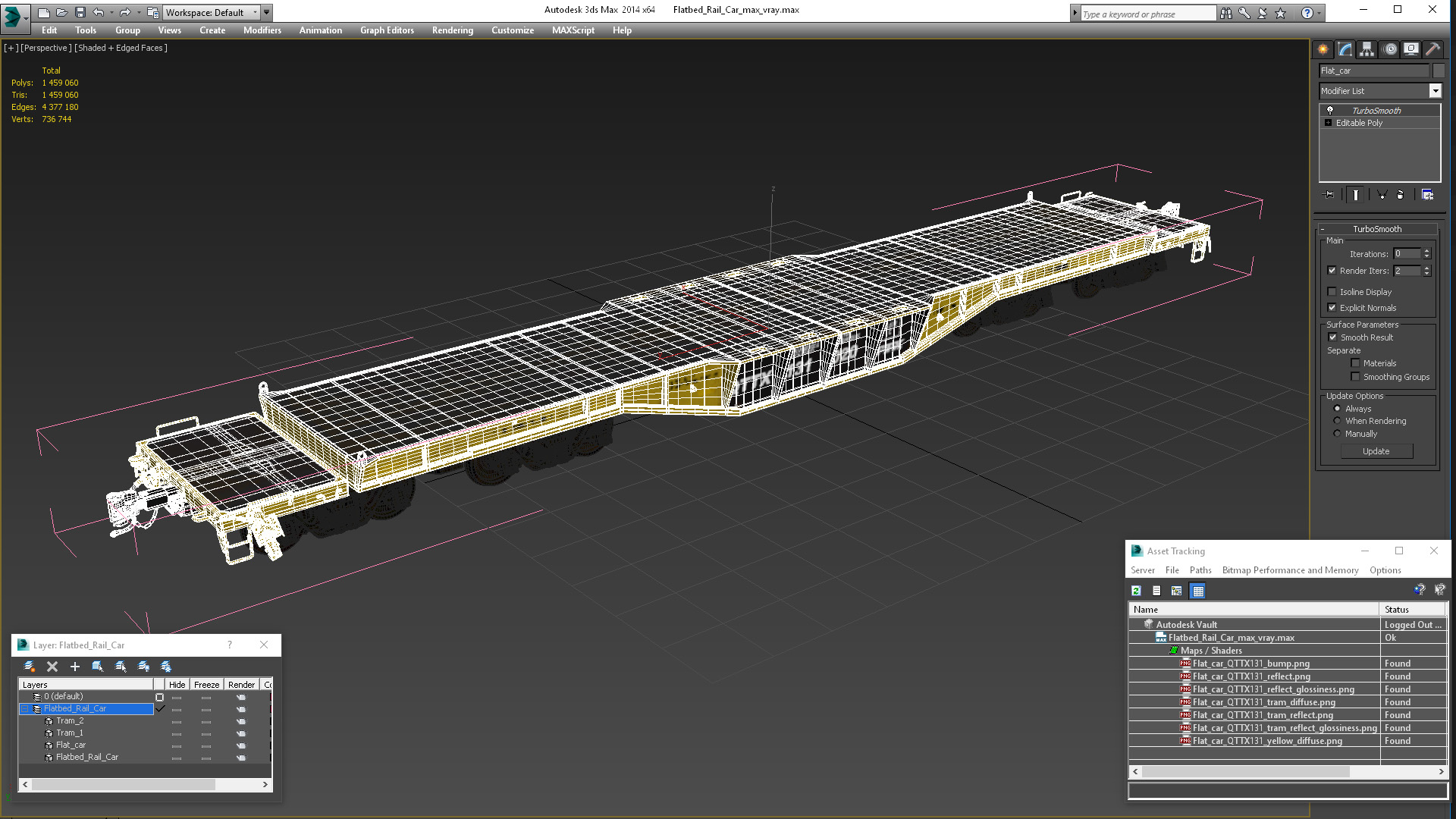 3D Flatbed Rail Car