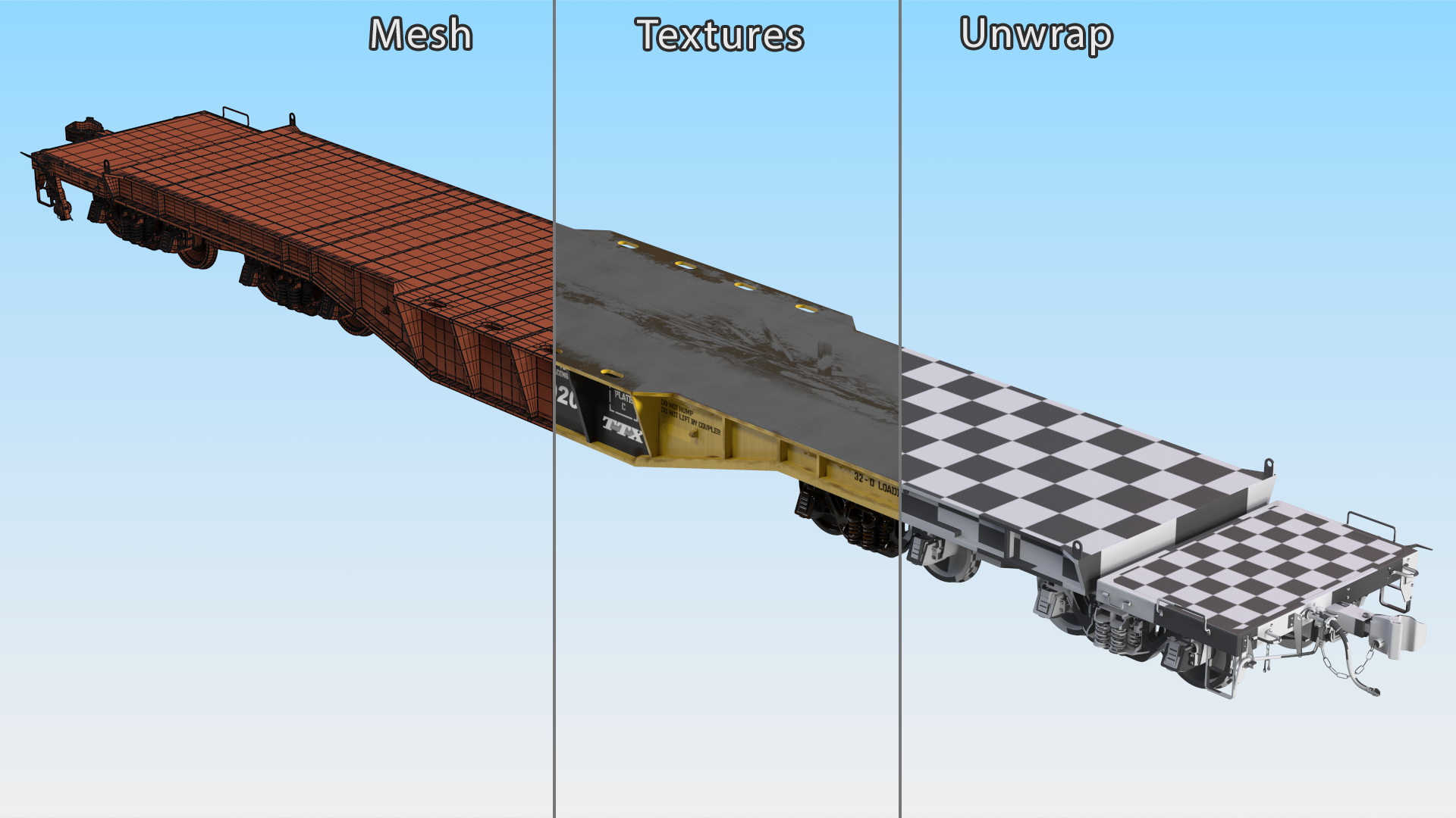3D Flatbed Rail Car
