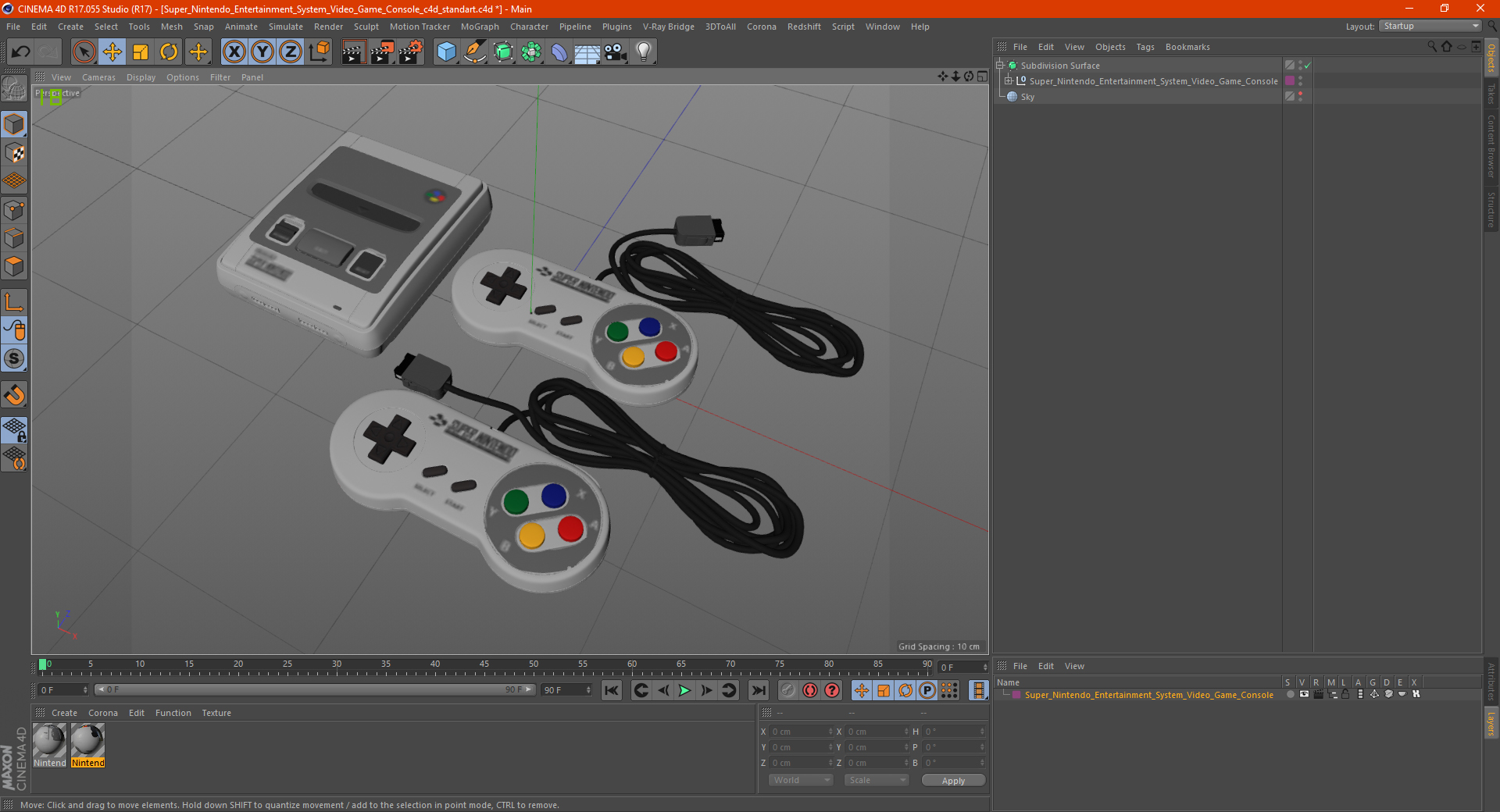 Super Nintendo Entertainment System Video Game Console 3D model
