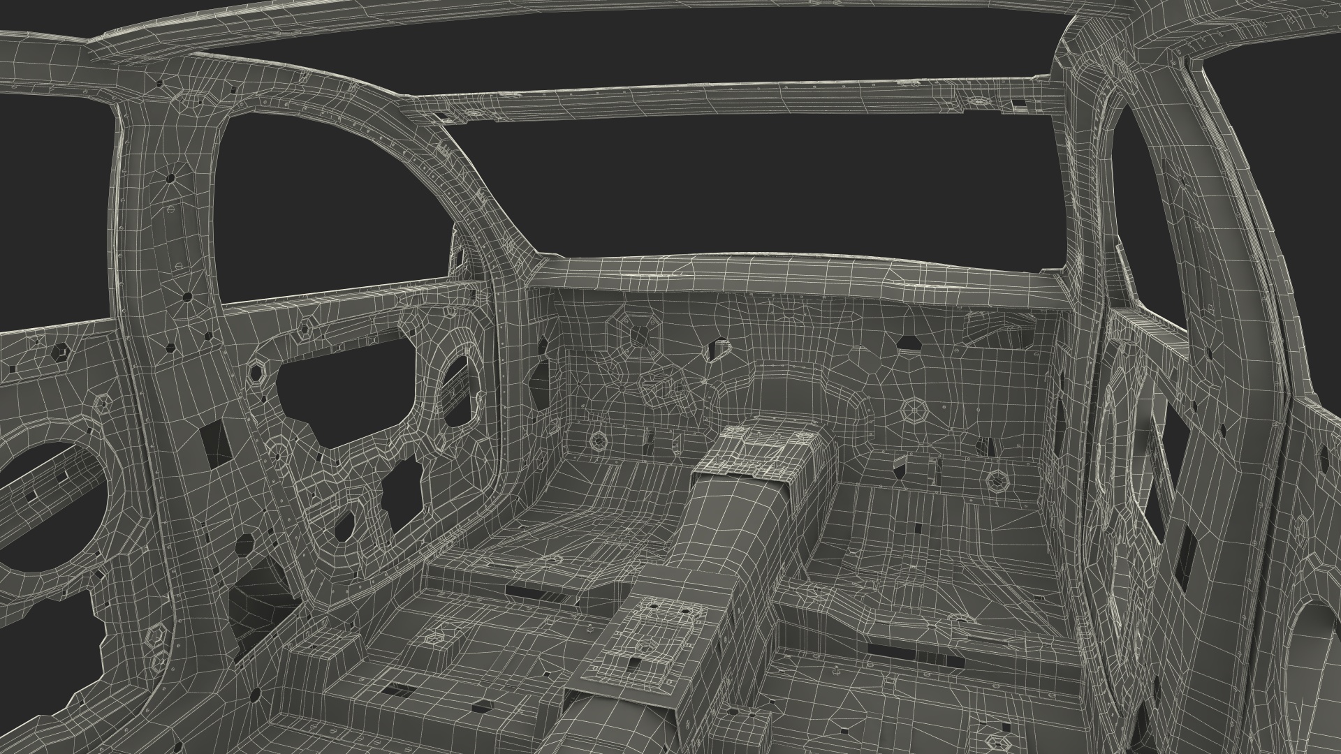 3D Car Frame and Chassis with Wheels model