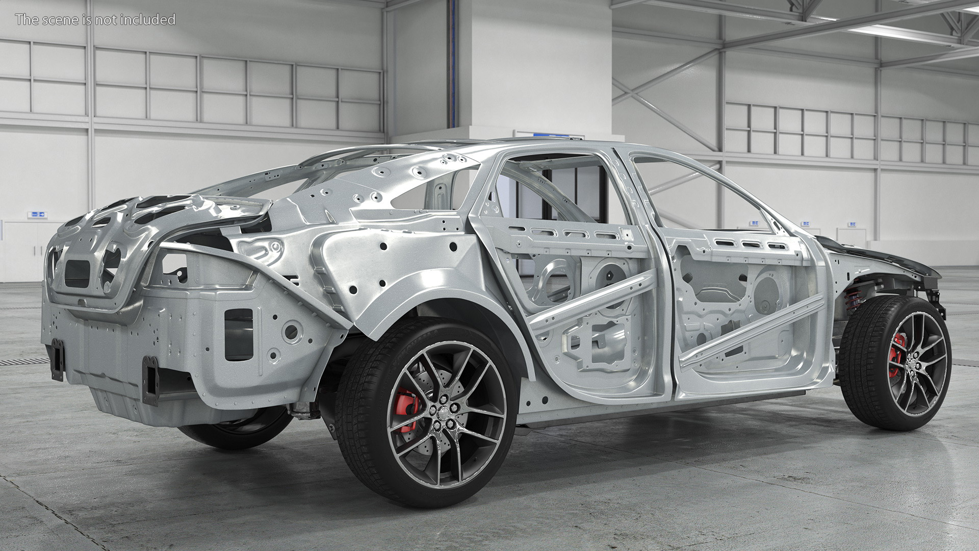 3D Car Frame and Chassis with Wheels model