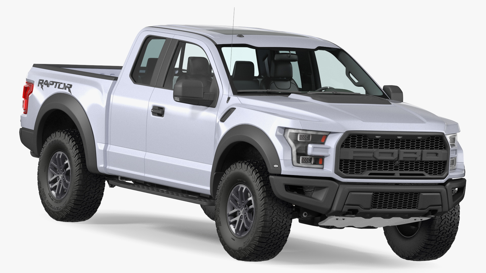 White Ford F-150 Raptor 2017 Simple Interior 3D model