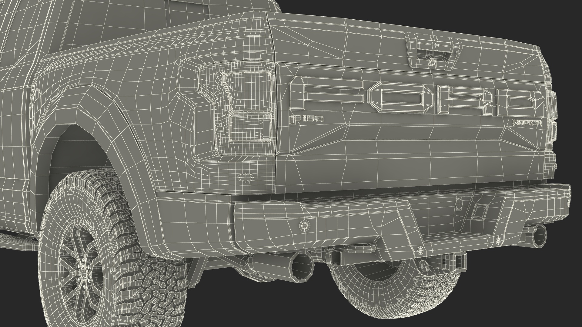 White Ford F-150 Raptor 2017 Simple Interior 3D model