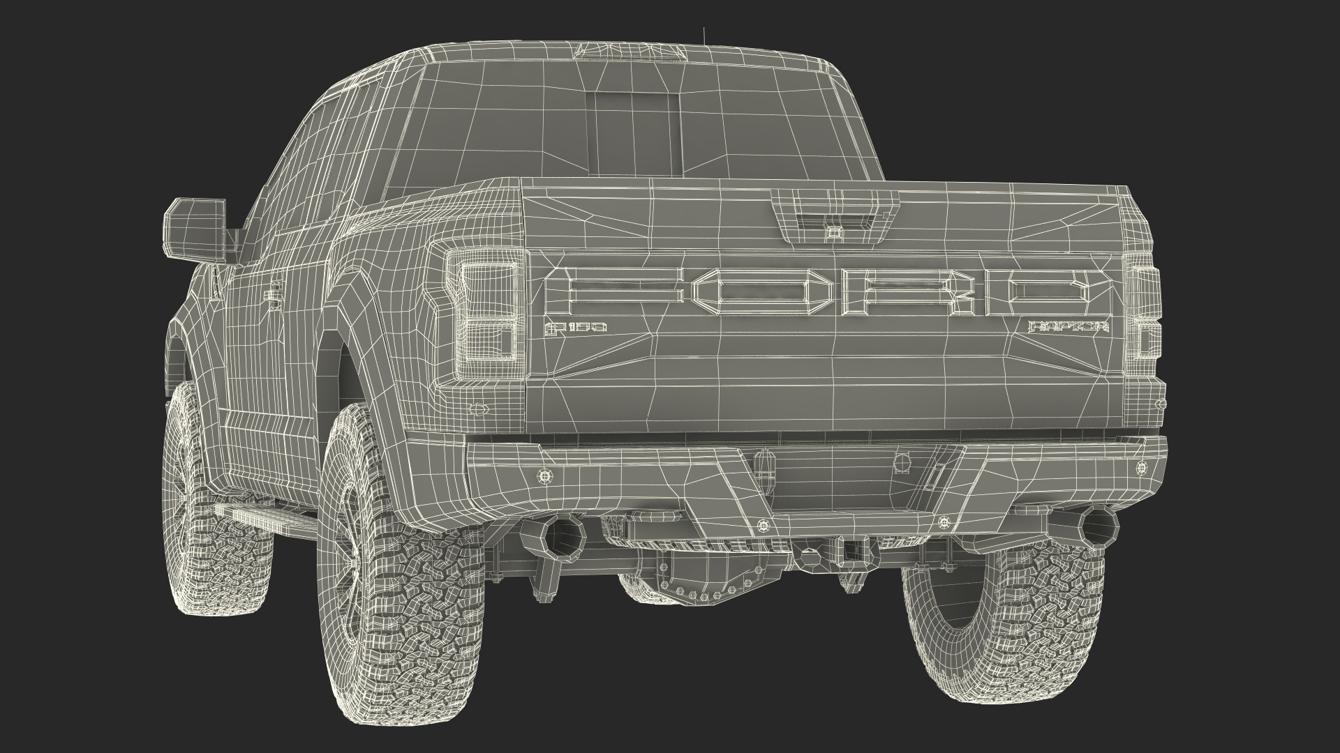 White Ford F-150 Raptor 2017 Simple Interior 3D model