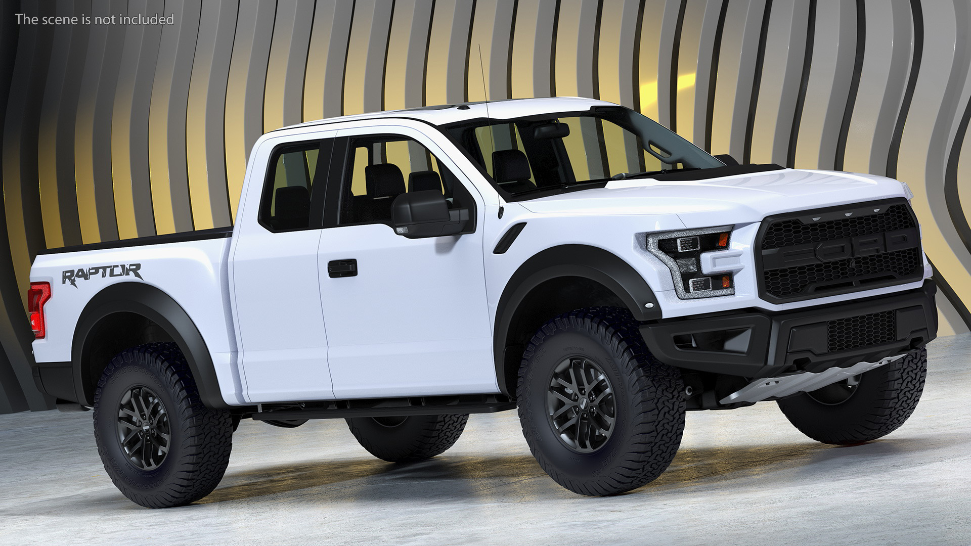 White Ford F-150 Raptor 2017 Simple Interior 3D model