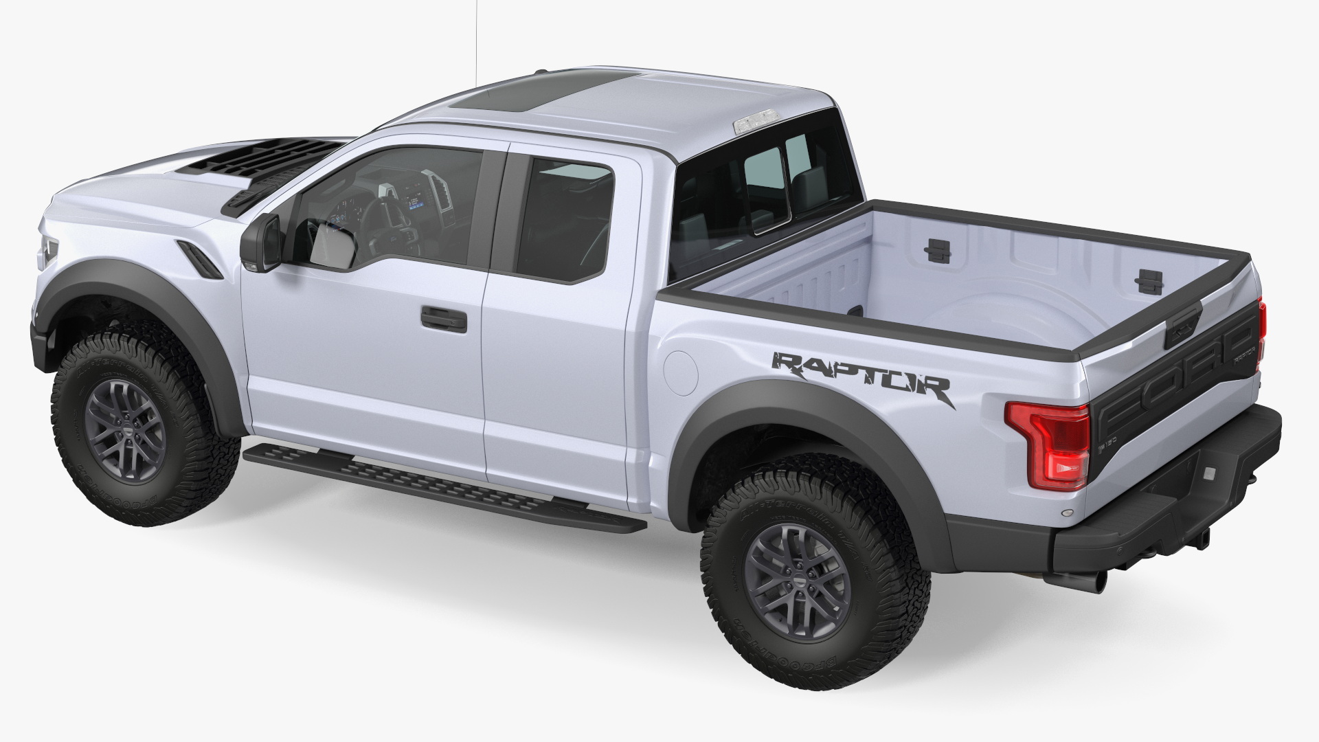 White Ford F-150 Raptor 2017 Simple Interior 3D model