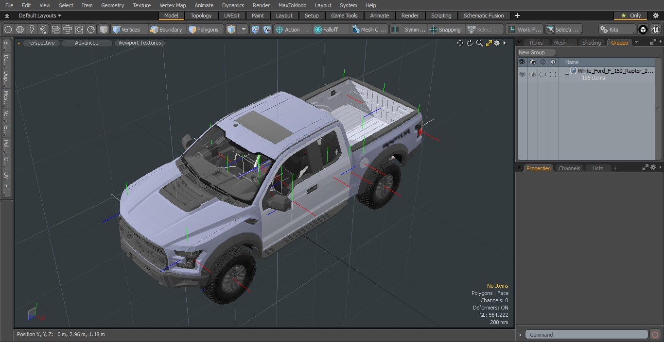 White Ford F-150 Raptor 2017 Simple Interior 3D model