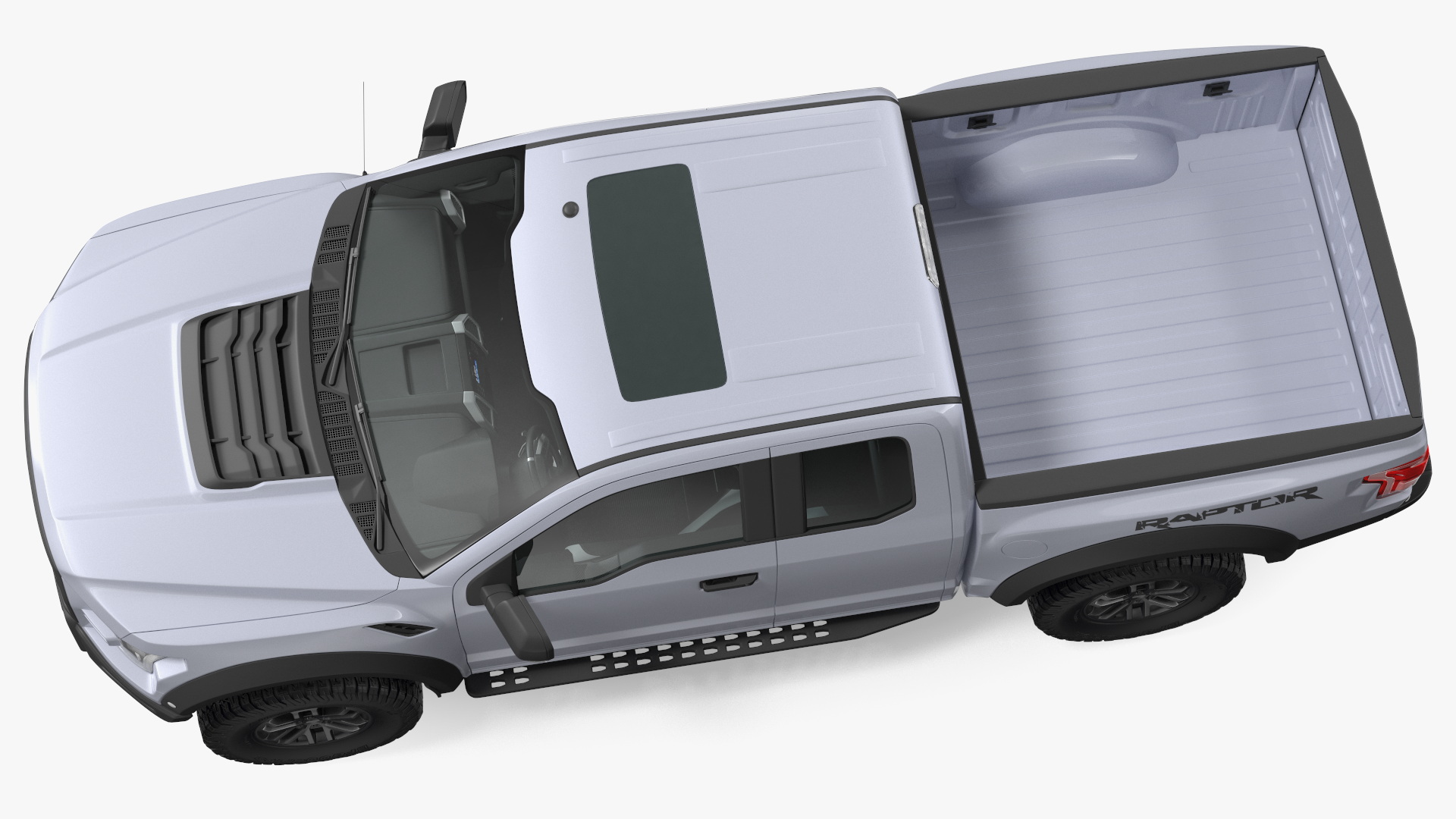 White Ford F-150 Raptor 2017 Simple Interior 3D model
