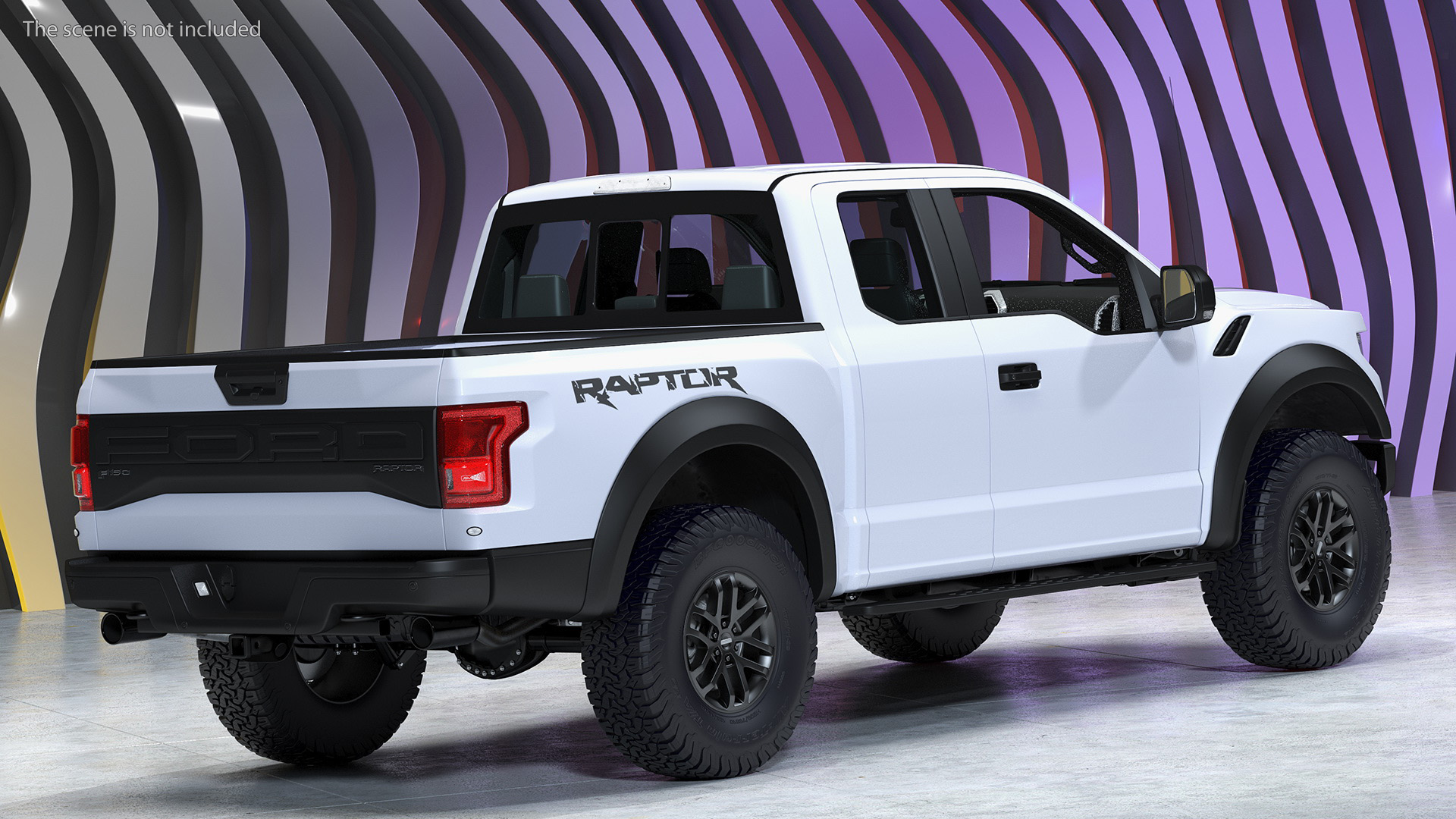 White Ford F-150 Raptor 2017 Simple Interior 3D model