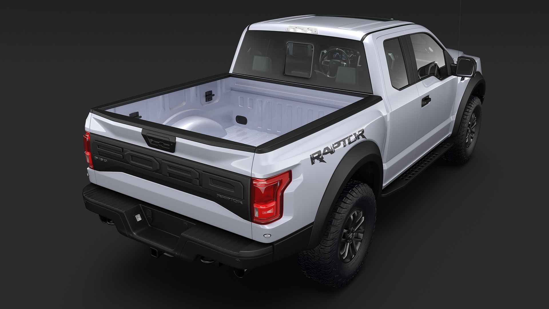 White Ford F-150 Raptor 2017 Simple Interior 3D model