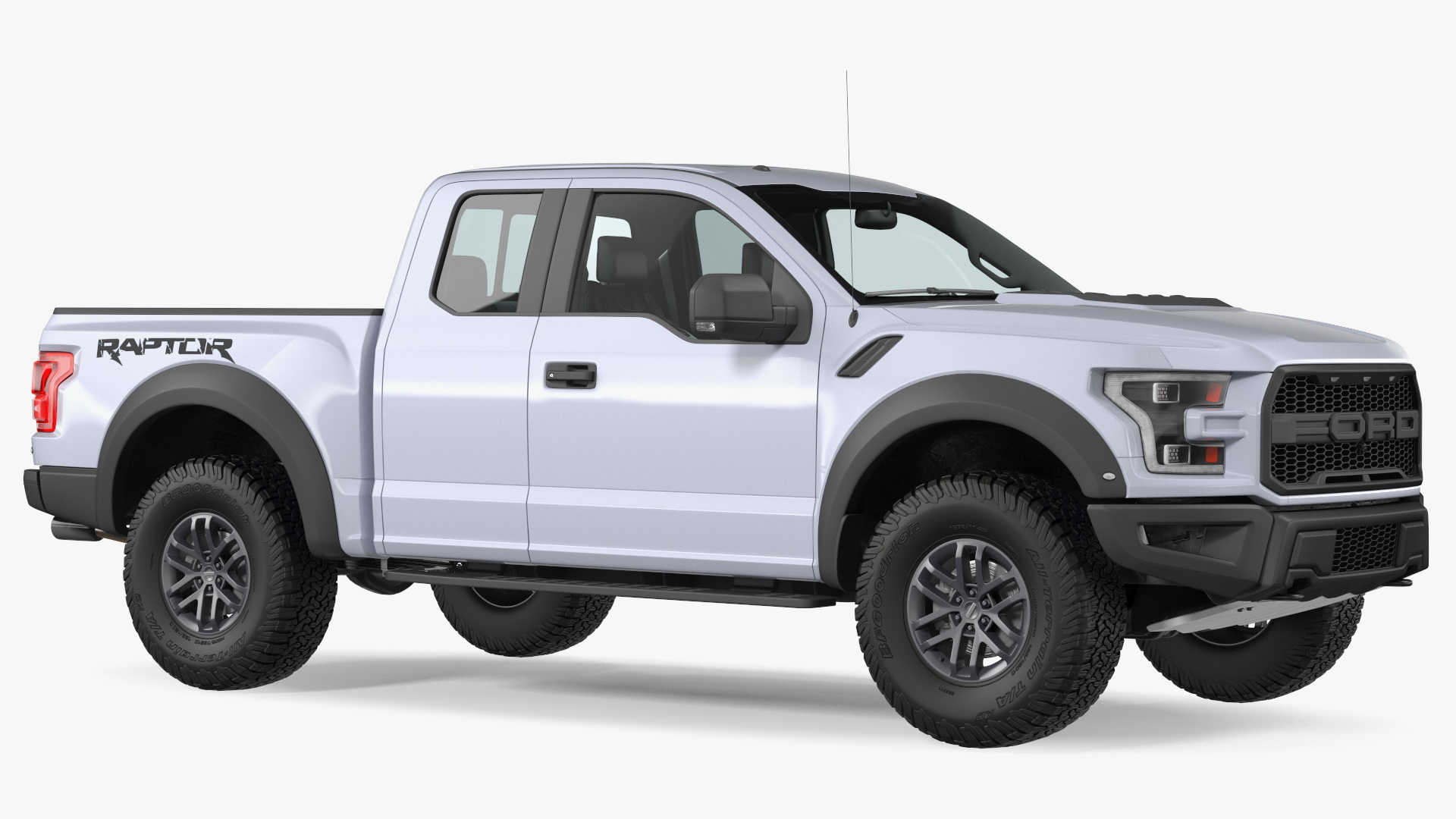 White Ford F-150 Raptor 2017 Simple Interior 3D model