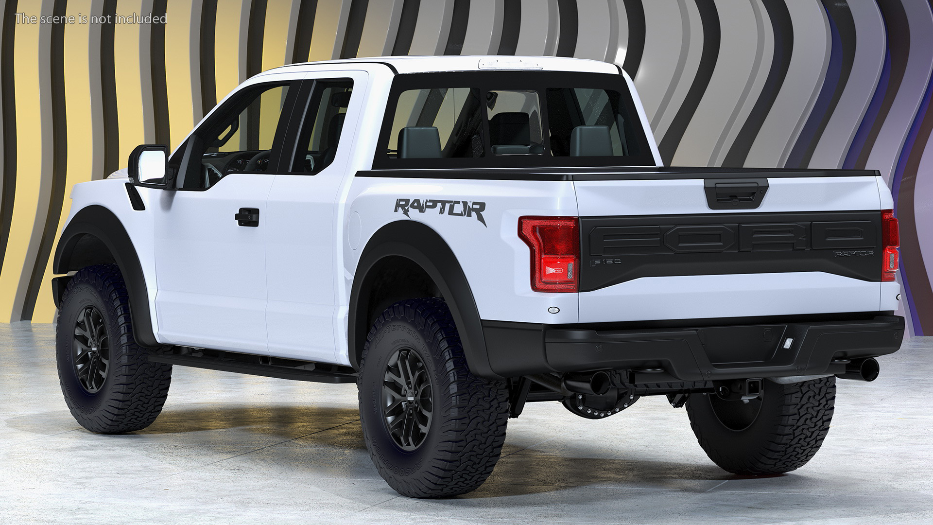 White Ford F-150 Raptor 2017 Simple Interior 3D model