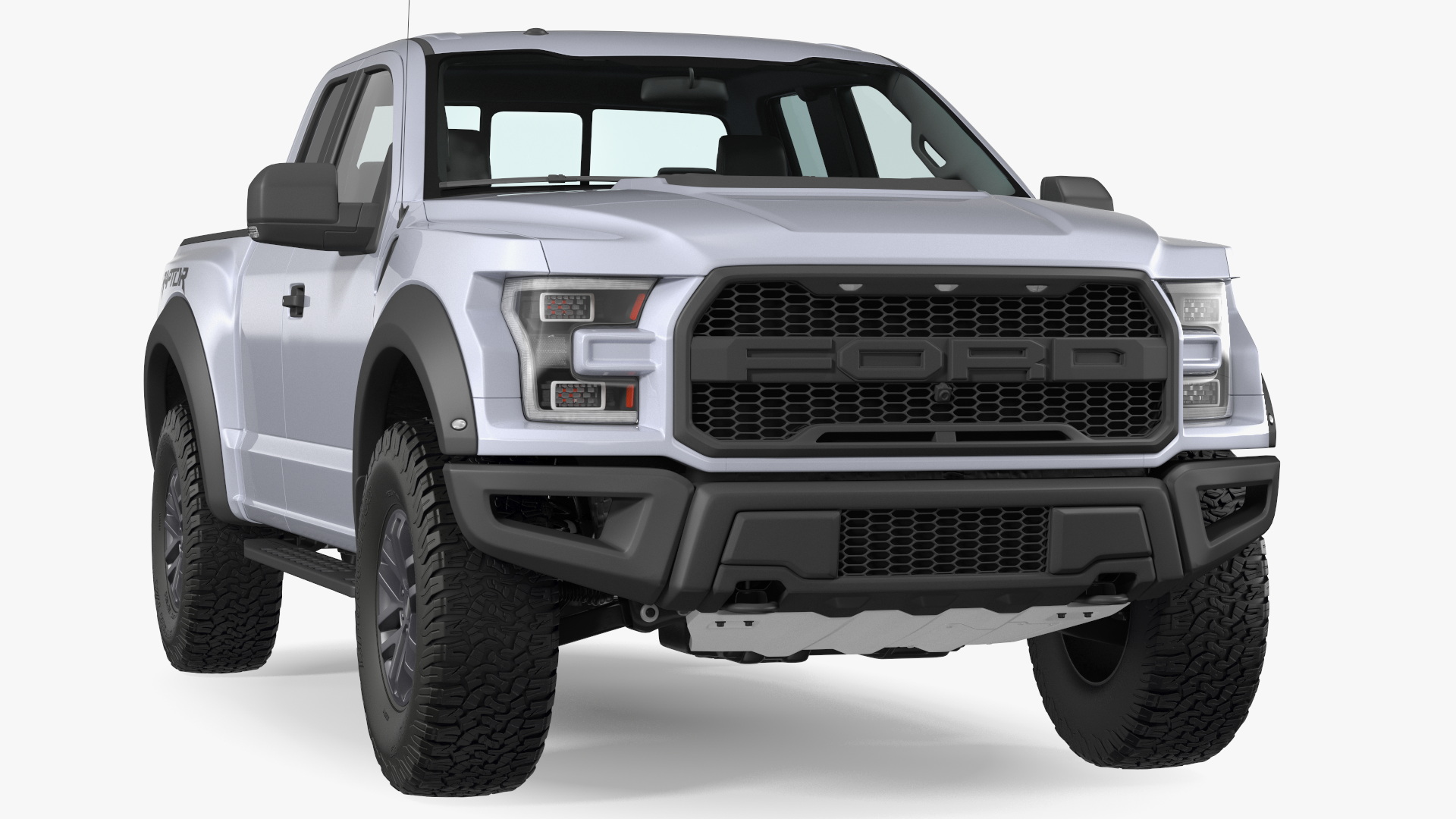 White Ford F-150 Raptor 2017 Simple Interior 3D model