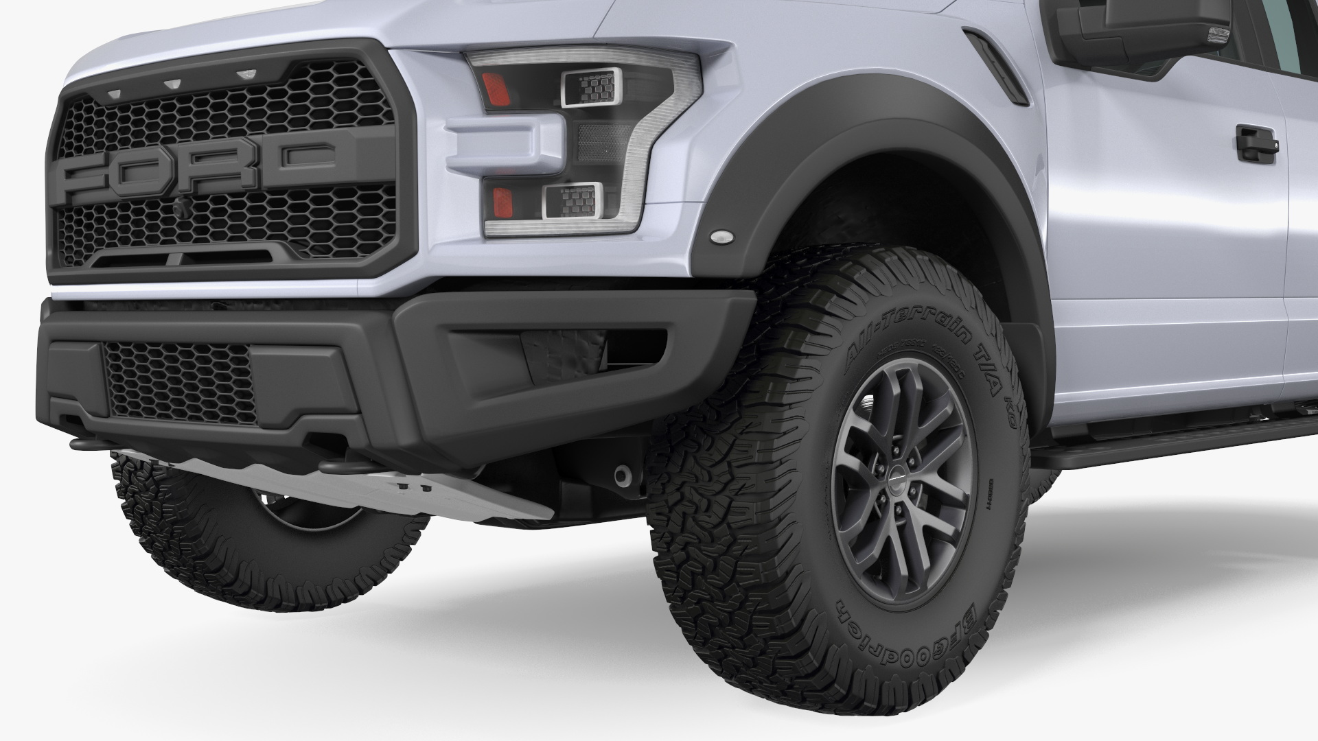White Ford F-150 Raptor 2017 Simple Interior 3D model