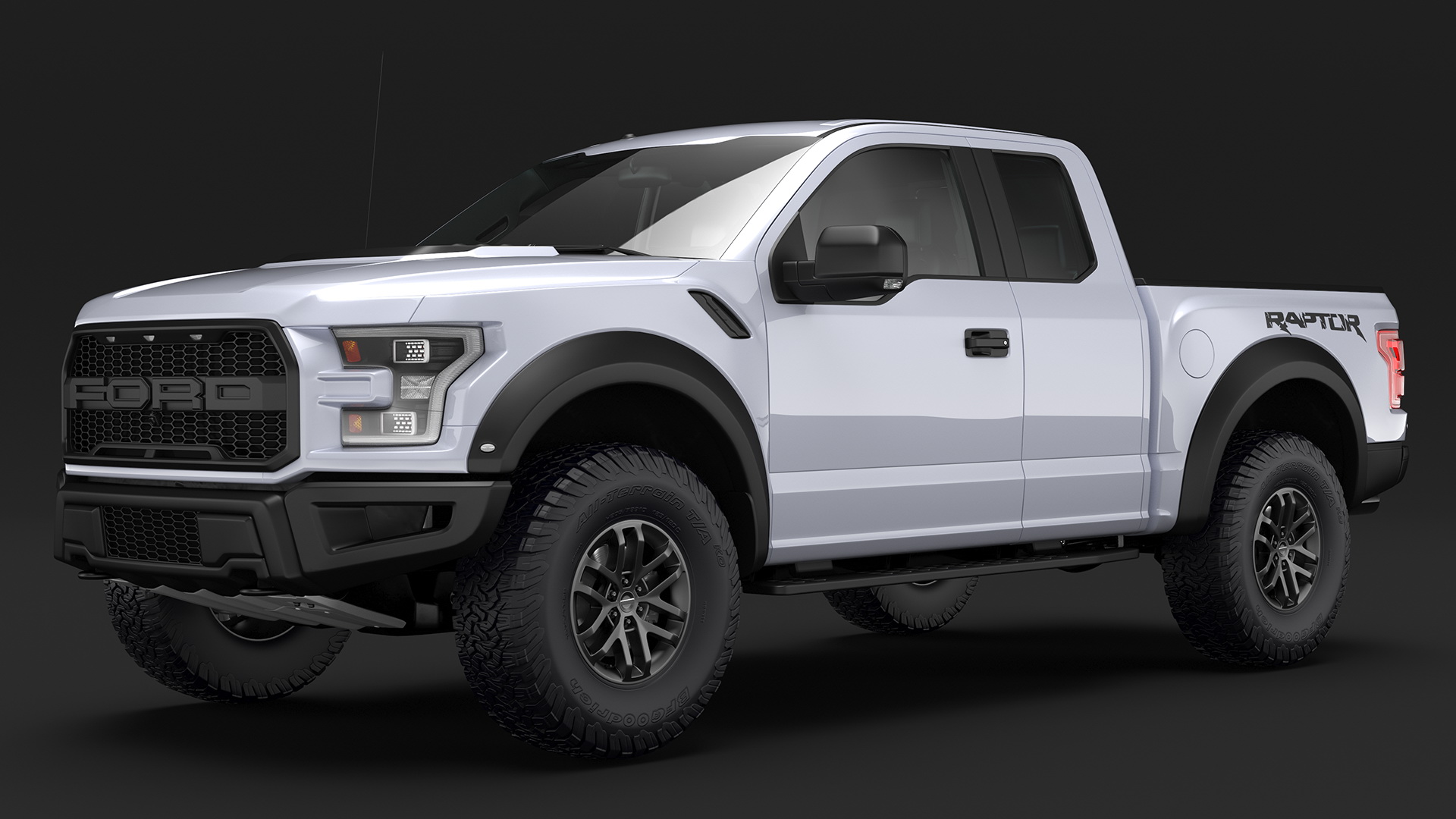 White Ford F-150 Raptor 2017 Simple Interior 3D model